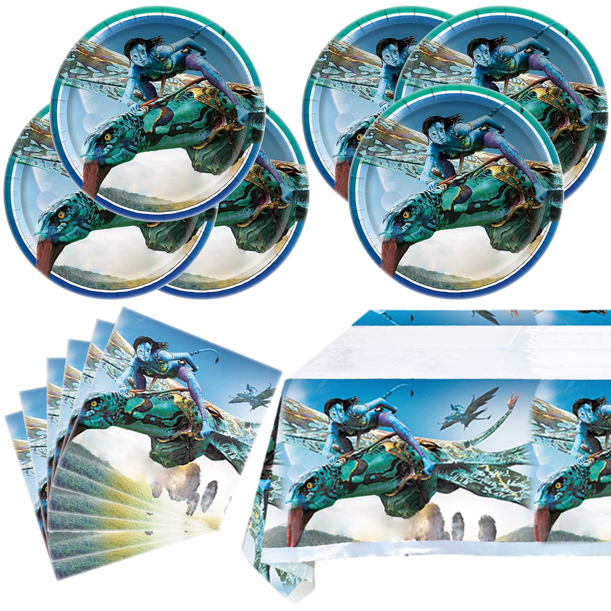 Avatar Birthday Party Supplies - 20 Plates, 20 Napkins, 1 Tablecloth - Perfect for Kids' Birthday Decorations & Themed Celebrations
