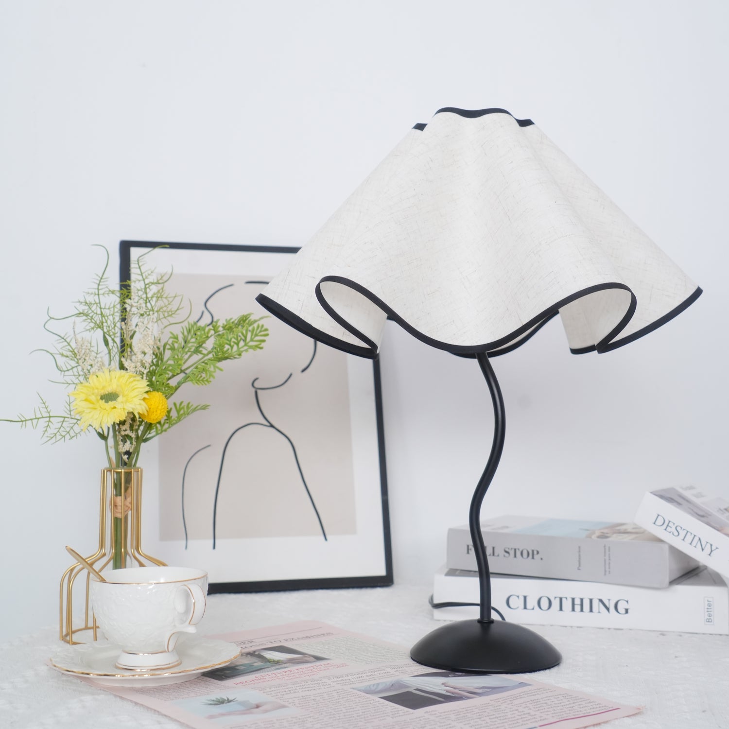 Modern Cora Table Lamp - Stylish LED Nightstand Light for Bedroom, Living Room & Office - Warm White & Adjustable Brightness - Perfect for Reading, Relaxing & Decor