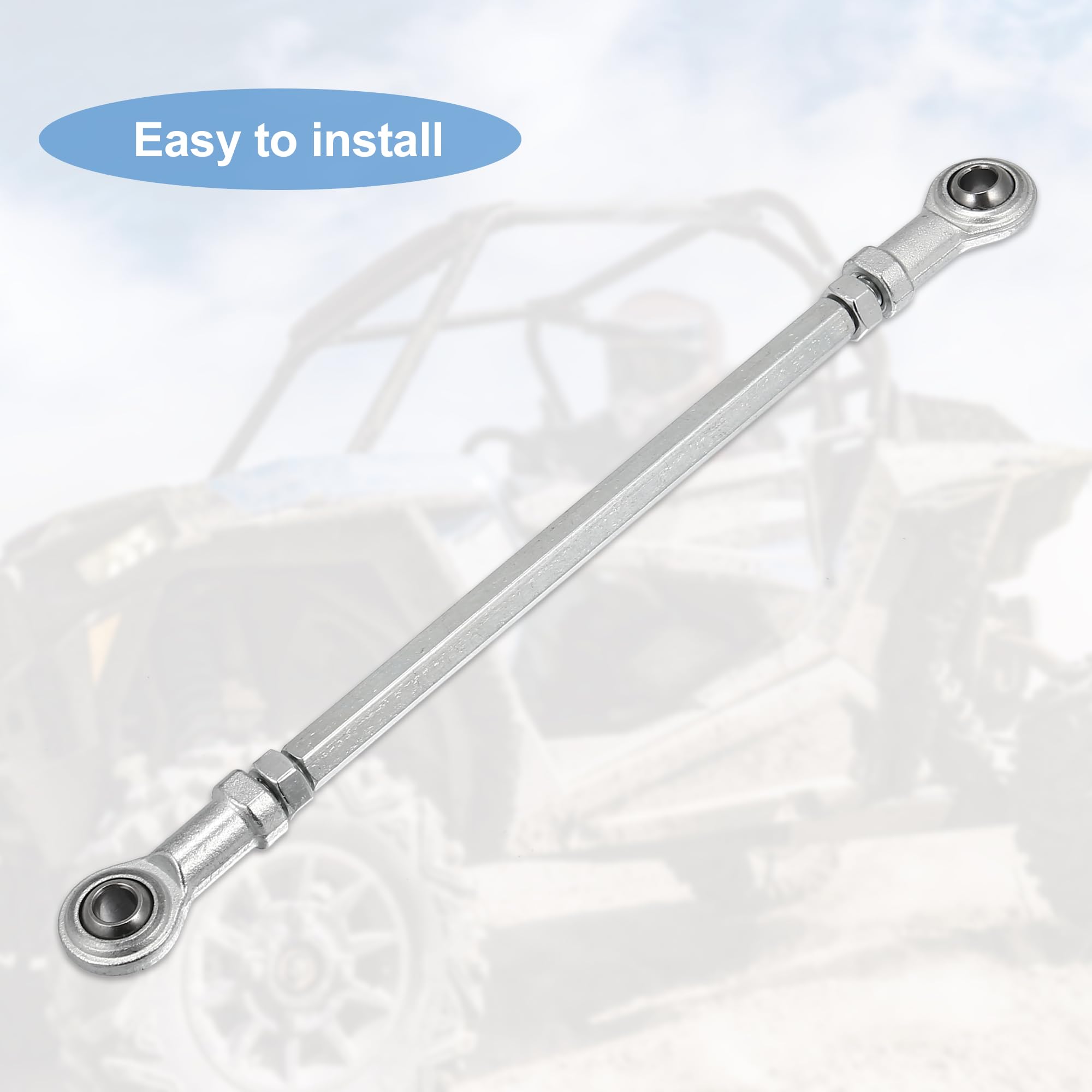 Motoforti 2-Piece 210mm Adjustable Steering Tie Rod Ball Joint with 8mm Hole Diameter - Compatible with 49cc Electric ATV & Go Kart - Silver Tone Steering Suspension Accessory - Perfect for Off-Roading, Racing & DIY Kart Maintenance