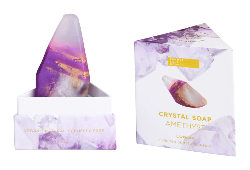 Natural Amethyst Crystal Soap with Hidden Gemstone - Handmade Luxury Soap for Relaxation & Skin Care - Perfect for Spa, Bath, and Gift Giving