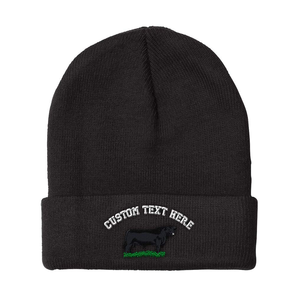 Speedy Pros Men's & Women's Angus Bull Embroidered Winter Beanie - Acrylic Skull Cap (One Size Fits All) - Warm Fleece Lined Hat for Cold Weather, Outdoor Activities & Casual Wear