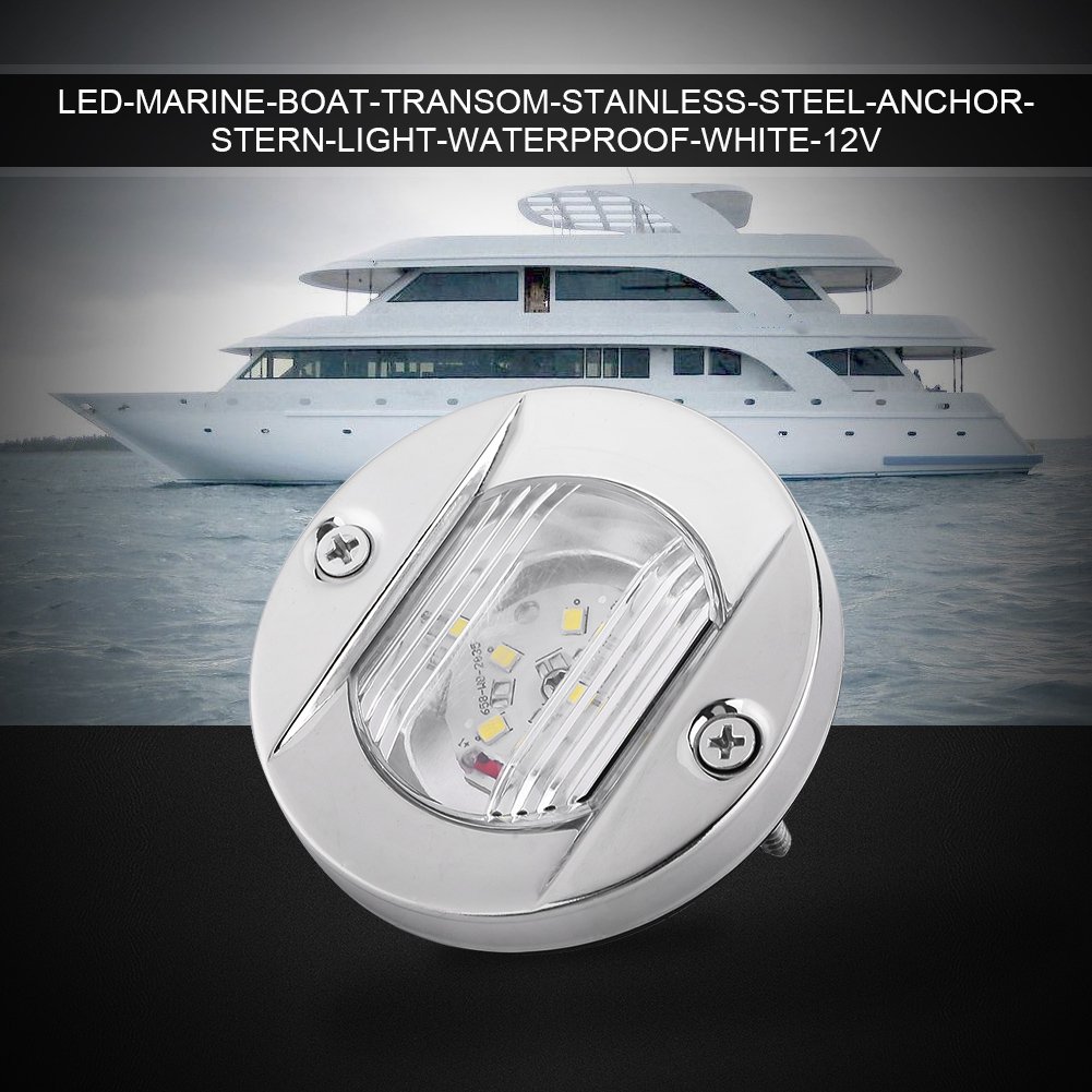 Waterproof LED Stern Lights for Boats - Stainless Steel Marine Transom Lights for Yachts & Sailboats (White) - Perfect for Night Navigation & Dock Safety