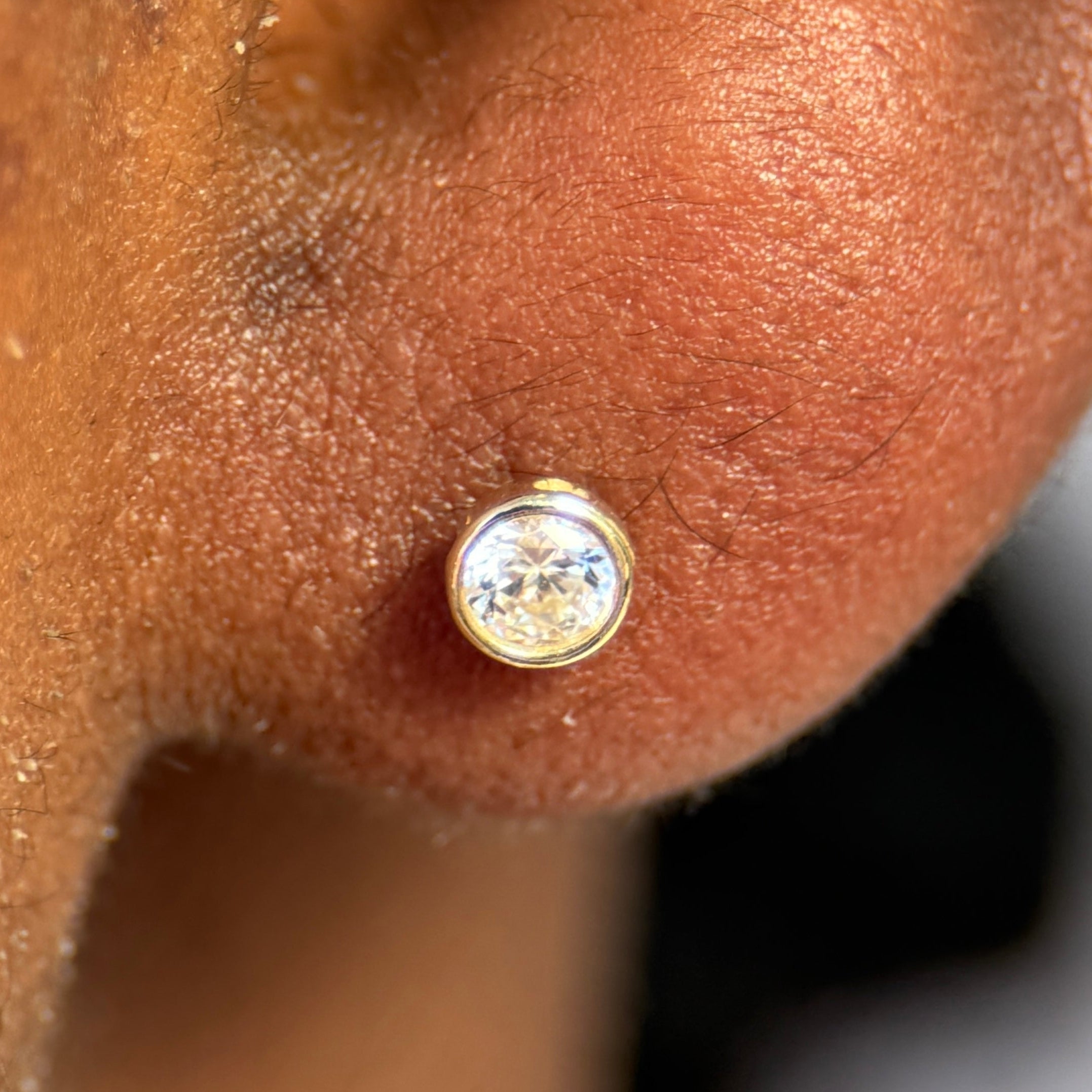 14K Yellow Gold Floating Round Diamond Flat Back Stud Earrings - Invisible Set for Everyday Wear & Special Occasions