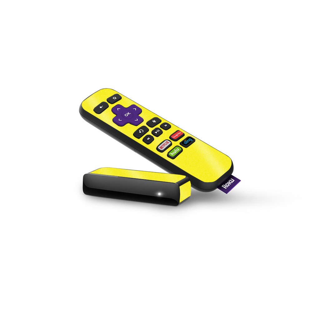 MightySkins Glossy Glitter Skin for Roku Express Remote - Yellow | Protective & Durable High-Gloss Cover | Easy to Apply & Remove | Made in USA | Perfect for Personalizing & Protecting Your Streaming Remote