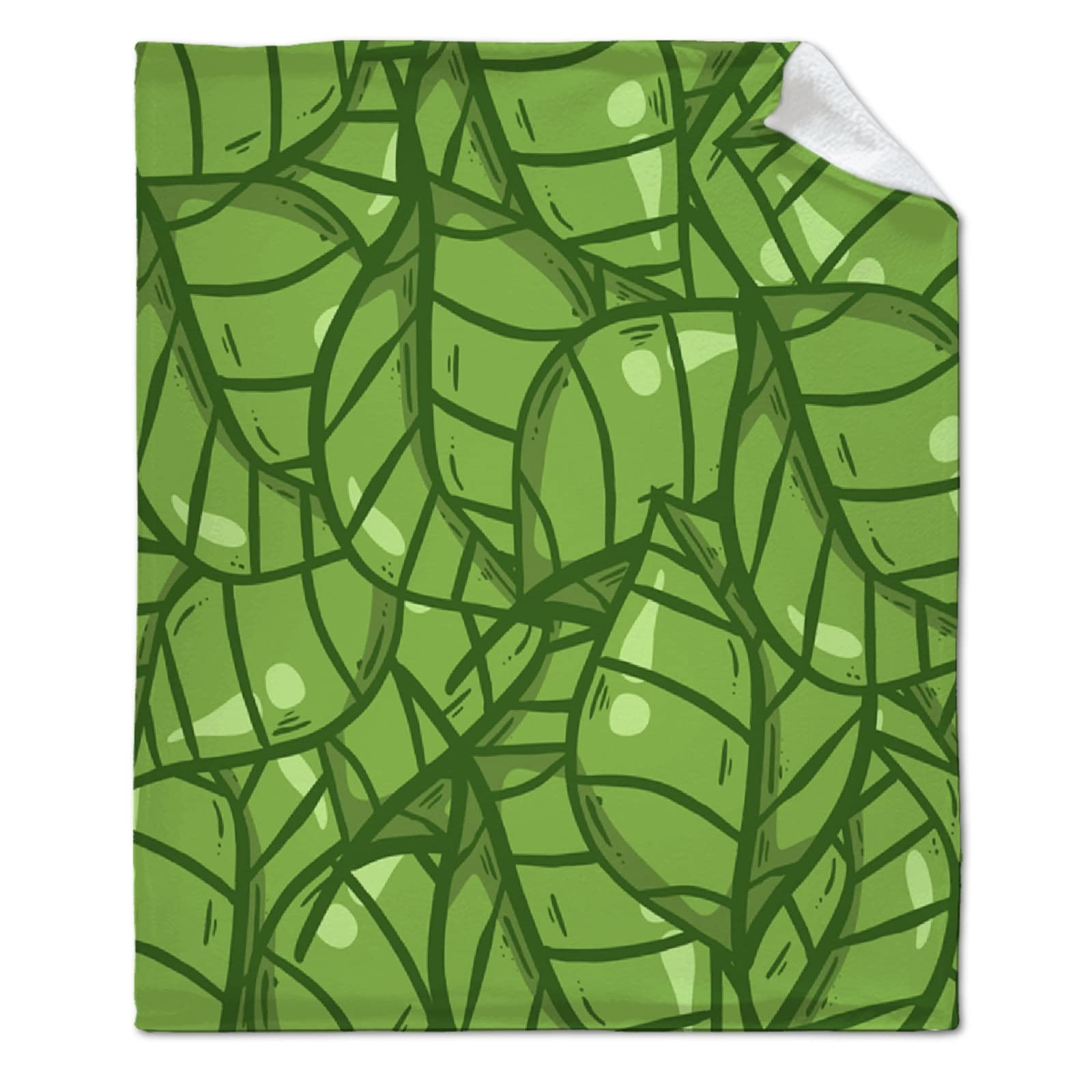Super Soft Green Leaves Flannel Plush Blanket - 80