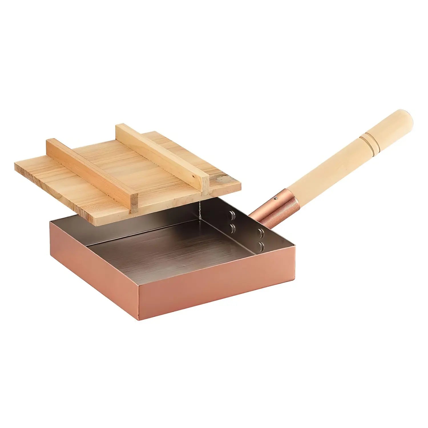 Asahi Copper Japanese Tamagoyaki Omelette Pan with Lid - Perfect for Making Traditional Rolled Egg, Breakfast & Bento Box Cooking