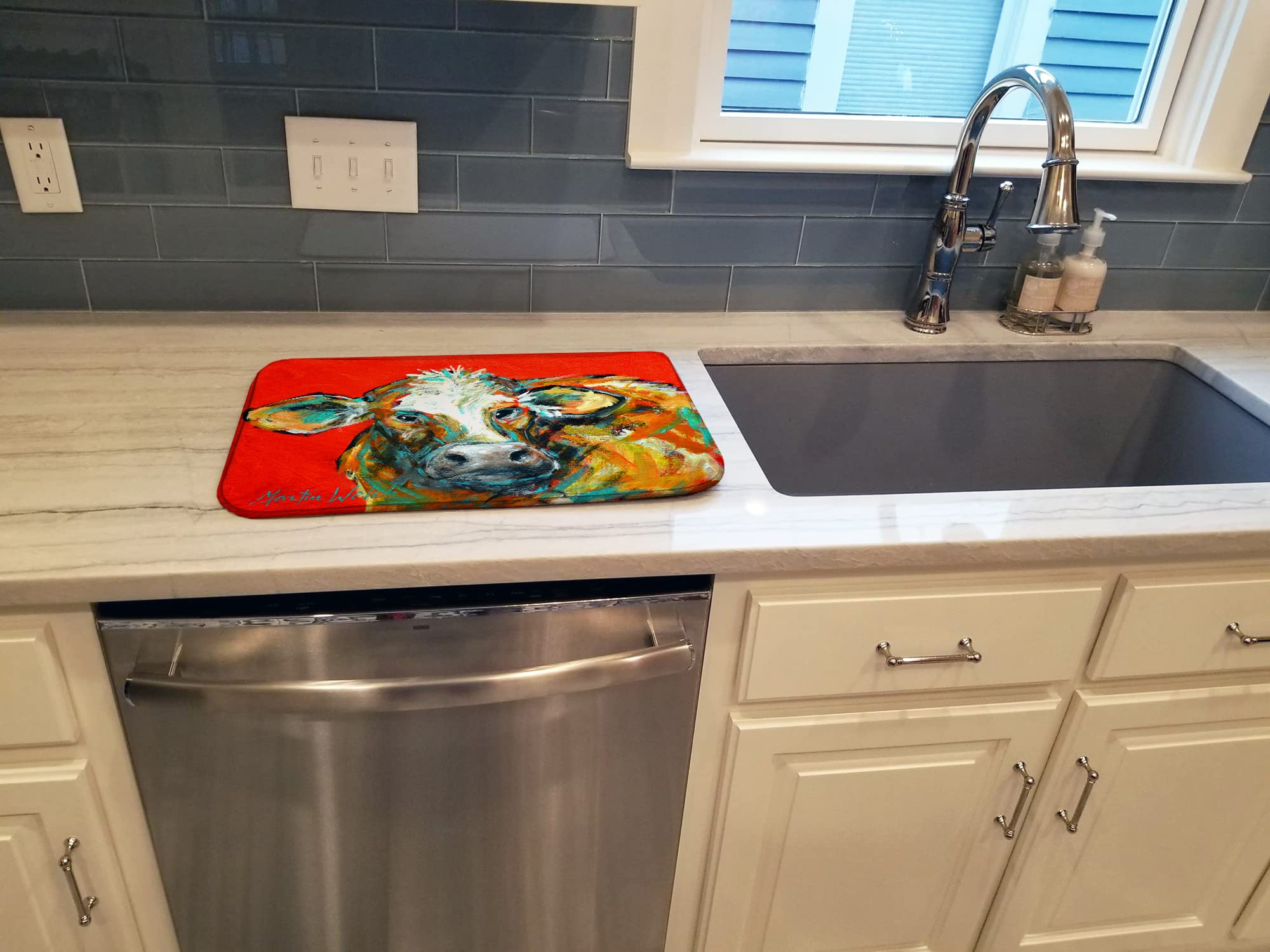 Absorbent Cow Dish Drying Mat 14x21