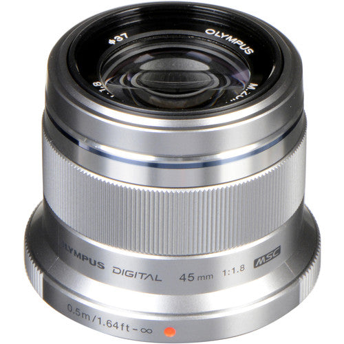 Olympus M.Zuiko Digital 45mm f/1.8 Lens (Silver) - Fast Portrait Prime Lens for Micro Four Thirds Cameras - Perfect for Portraits, Street & Low Light Photography (Open Box)