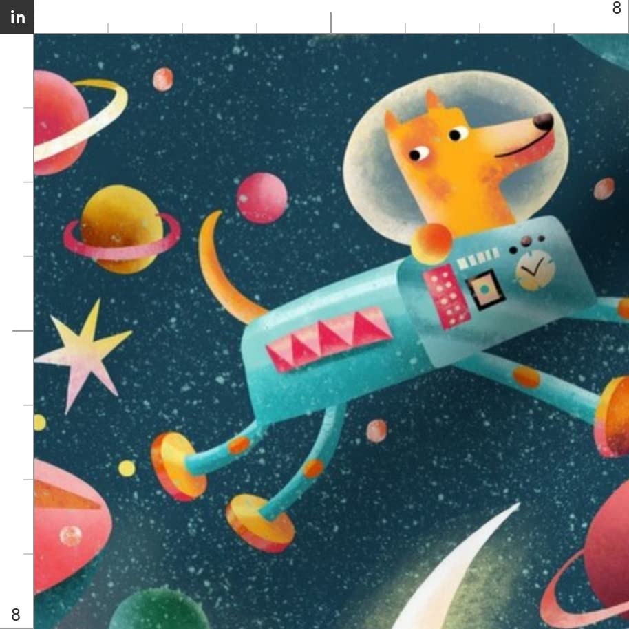 Space-Themed Chiffon Fabric - Playful Planets, Robots & Spaceship Print for DIY Dresses, Fashion Apparel & Home Decor | Perfect for Quilting, Curtains & Craft Projects