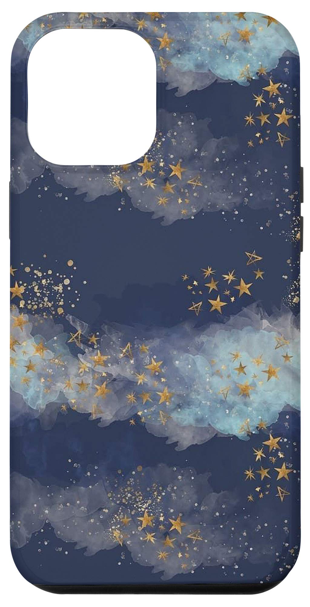 iPhone 12 Pro Max Case - Luxury Golden Stars Design, Shockproof Protective Cover for Nighttime Use | Perfect for Parties, Night Out & Gift Giving