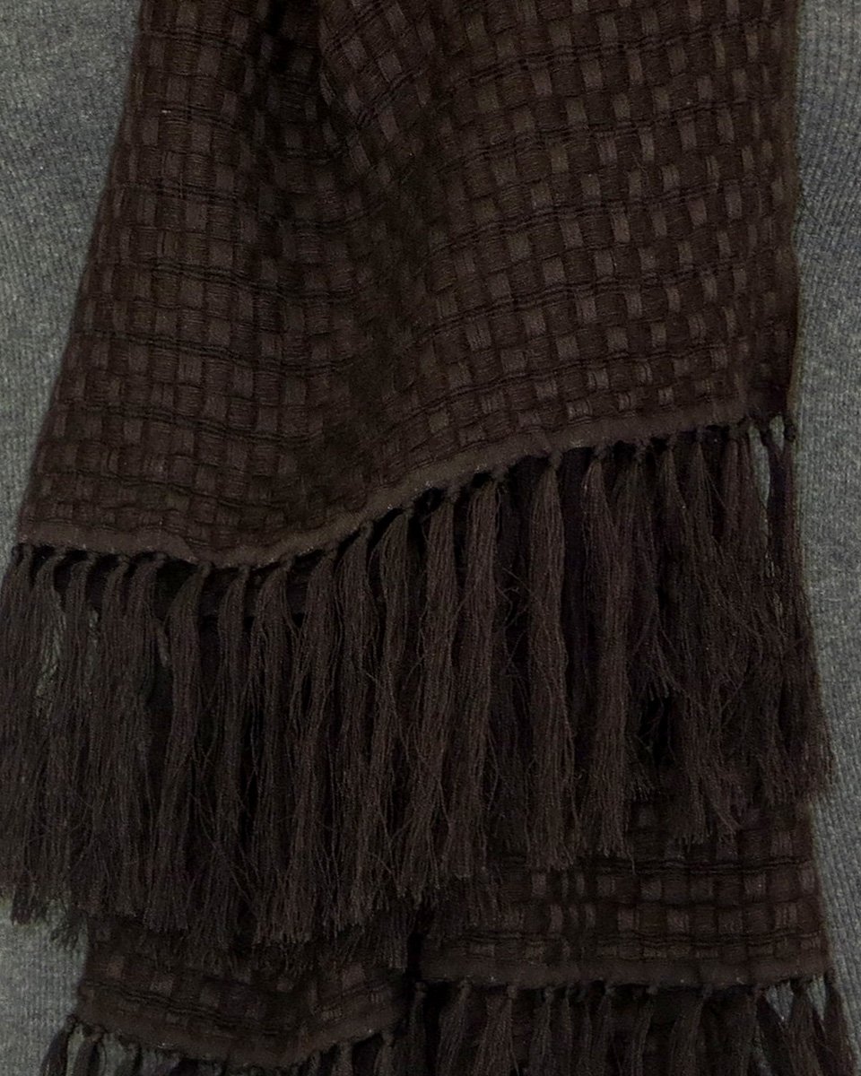 Luxury Cashmere Pashmina Silk Blend Scarf - Soft Basket Weave Stole in Dark Chocolate Brown | Perfect for Winter Fashion, Evening Events & Gift Giving
