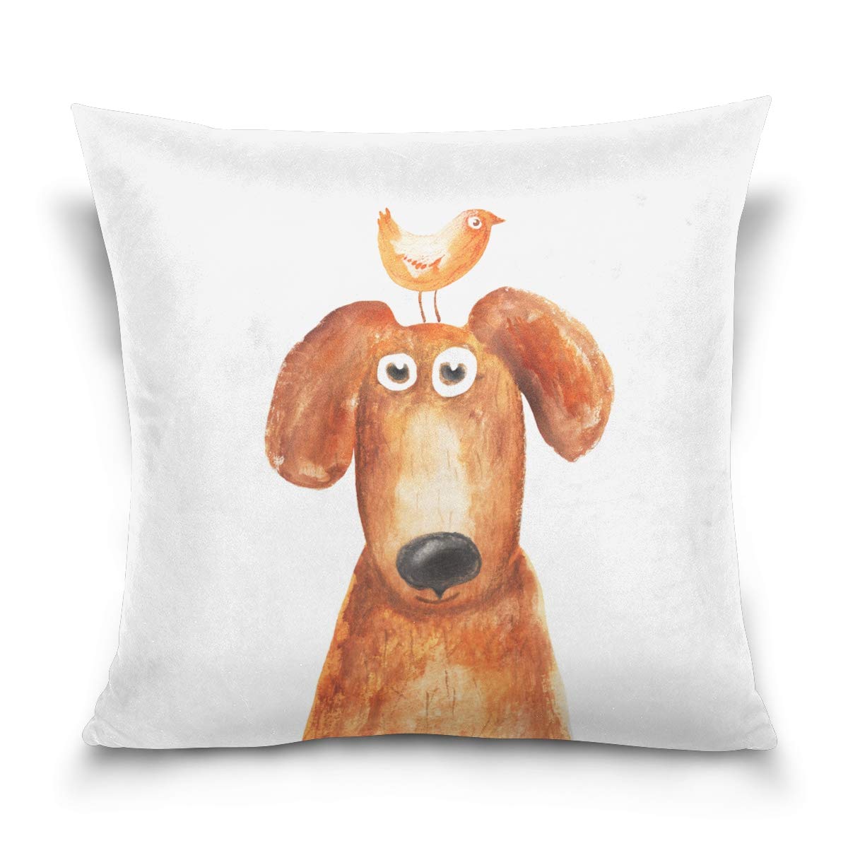 Cute Red Dog Printed Pillow Cover 16x16 Inch - Home Decor for Sofa & Bed