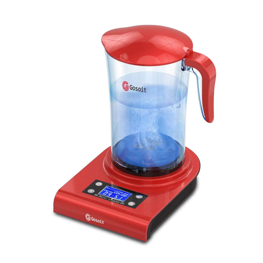 GOSOIT Hydrogen Alkaline Water Bottle with SPE/PEM Technology - 2000ML/70Oz Hydrogen Water Generator, 800-1200 PPB & pH 7.5-9.0 for Home, Office & Travel Hydration - US Membrane Filter Included