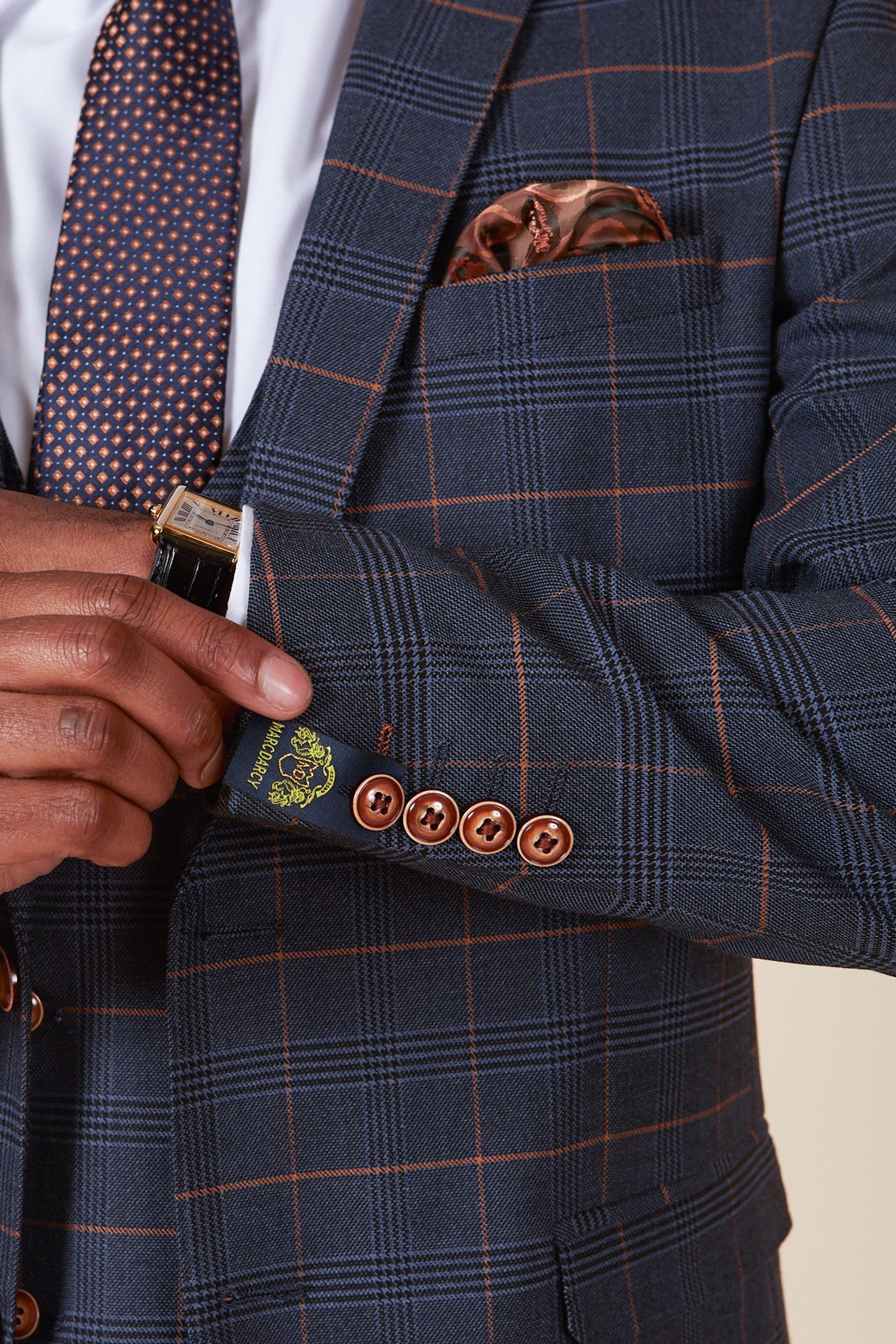 WBA Collection JENSON Marine Navy Check Suit - Premium Wool Blazer for Men | Formal Business Attire & Office Wear | Inspired by John Swift's Style