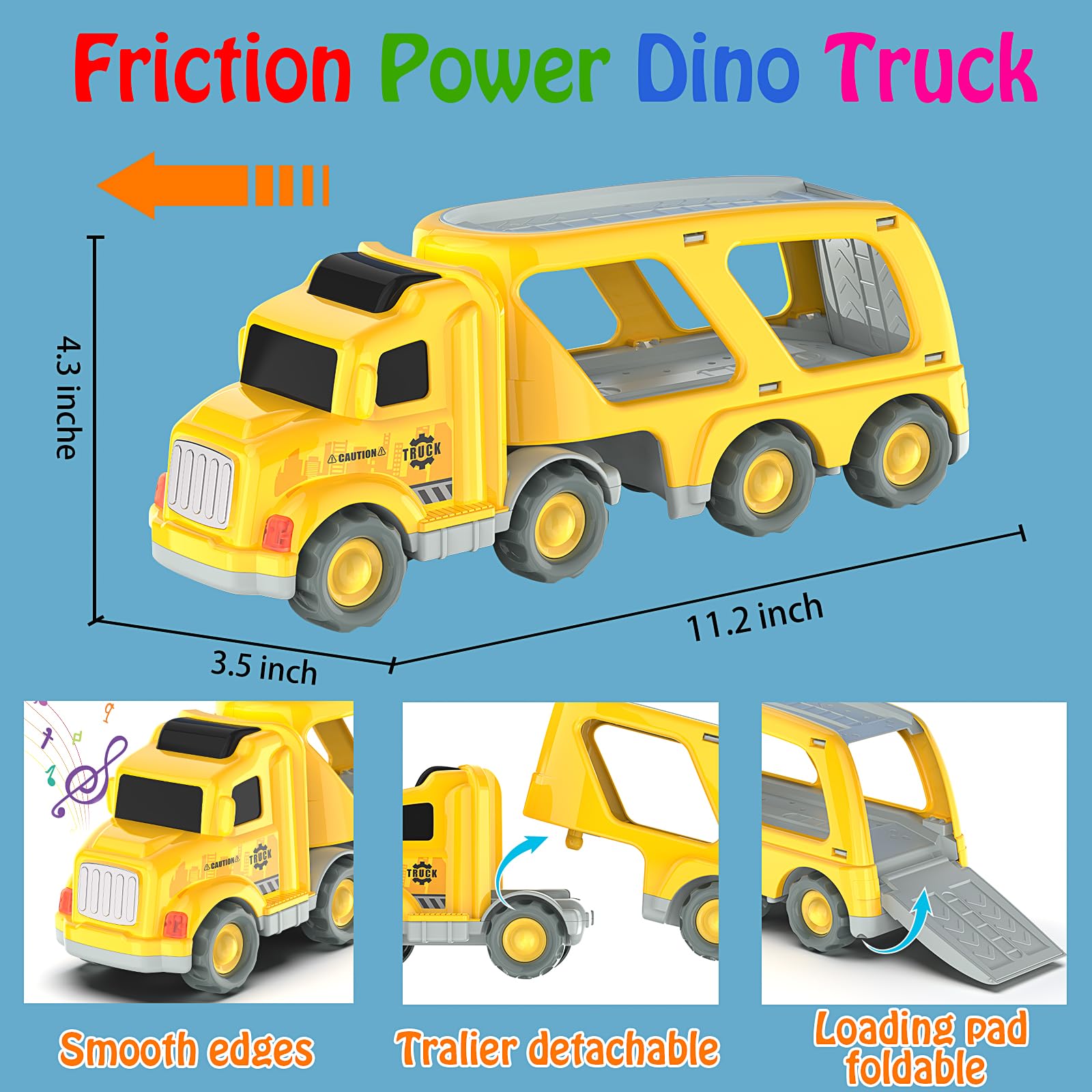Best Pull Back Construction Vehicles for Toddlers - 4 Pack Friction Powered Toy Trucks for Kids Ages 3-5 | Fun Educational Gift for Boys & Girls | Perfect for Birthday, Christmas & Pretend Play Scenes