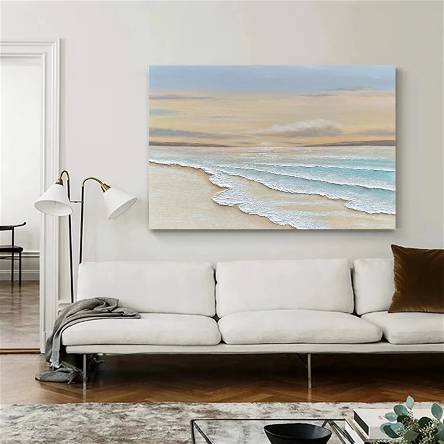 Ocean and Sky Painting #OS 161 - Handmade Canvas Wall Art for Home Decor, Office & Living Room - Coastal Landscape Artwork for Beach House & Modern Interior Design