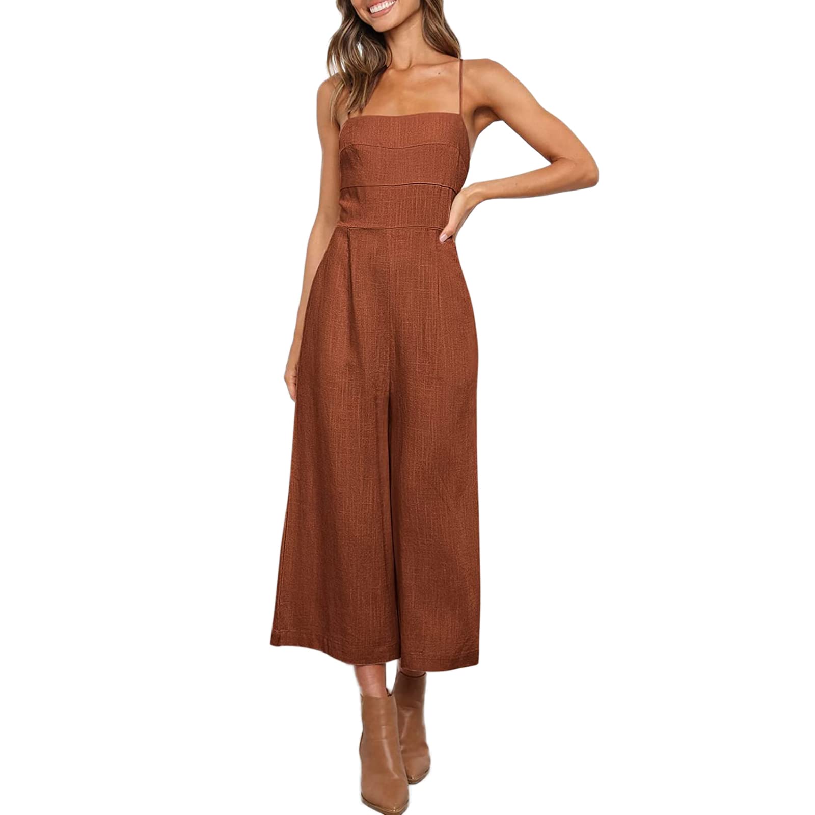 GOOCHEER Women's Plus Size Wide Leg Jumpsuit - Casual Loose Boho Romper Overalls One Piece for Summer | Beach, Vacation & Everyday Wear