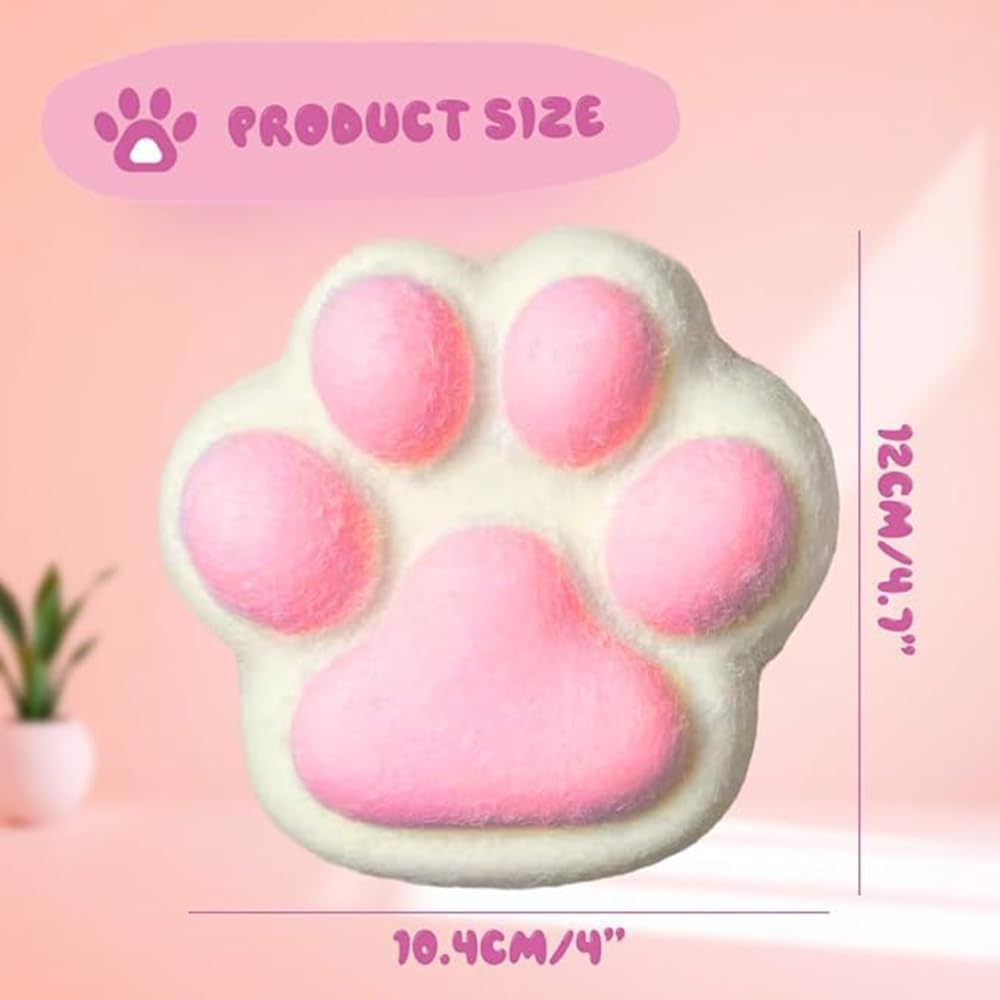 Handmade Taba Squishy Cat Paw Stress Relief Toy - Super Soft Fidget Squeeze Ball for Anxiety & Relaxation - Cute Pink Squishy Fur Toy for Kids & Adults - Perfect for Office, Home & Travel Use