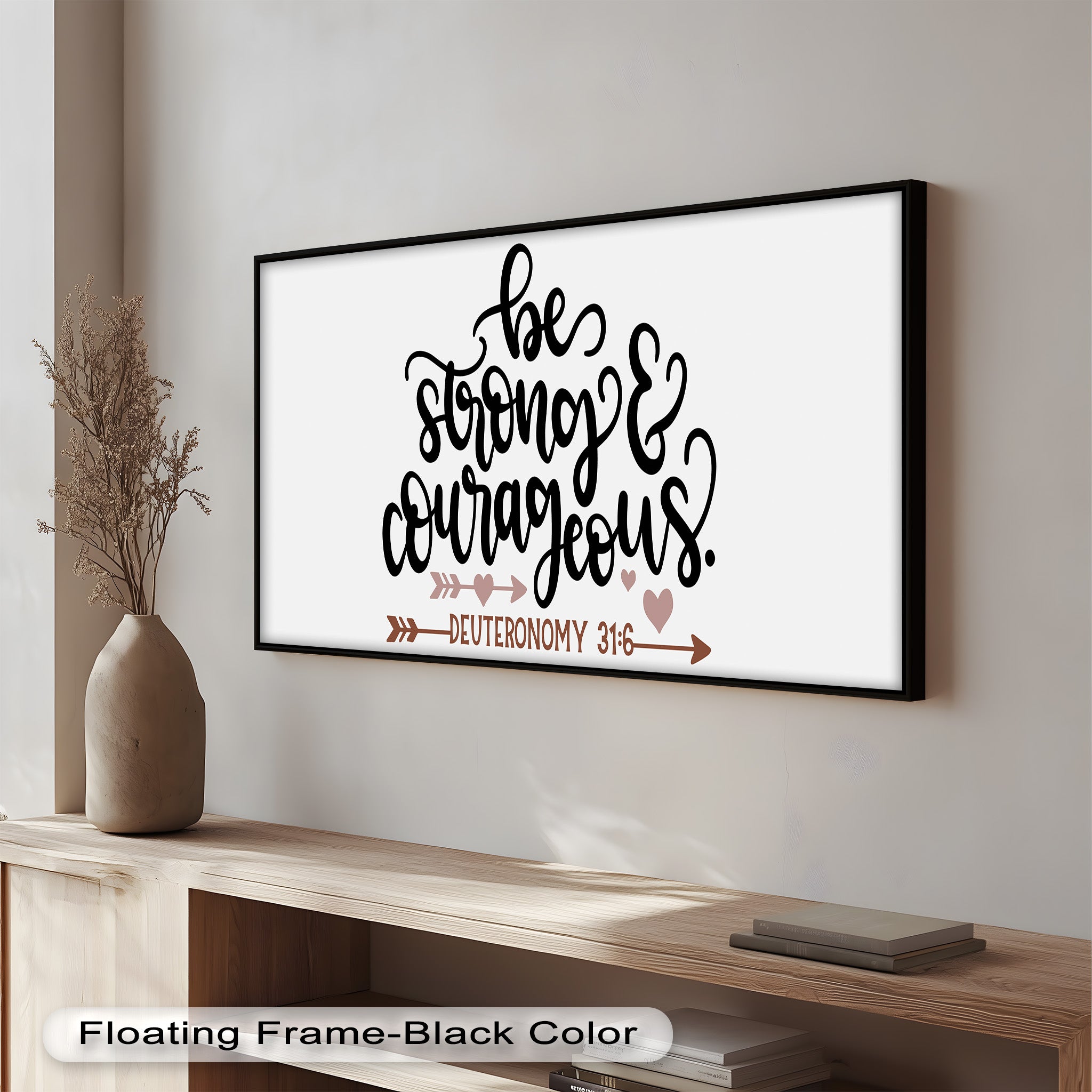 Be Strong & Courageous - Deuteronomy 31:6 Bible Verse Oil Painting - Inspirational Christian Wall Art for Home, Church & Office Decor