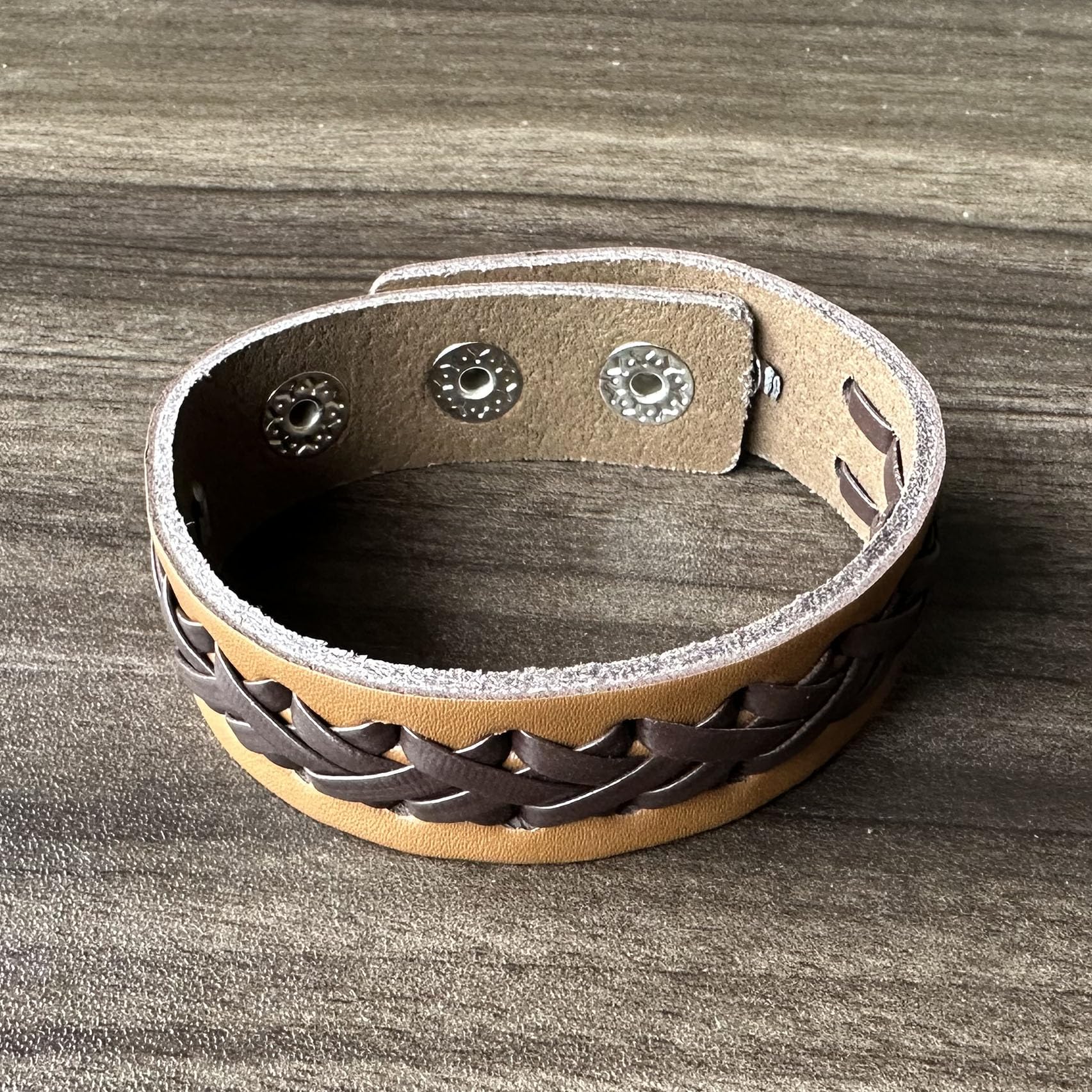 Punk Rock Retro Braided Faux Leather Wristband - Adjustable Snap Bracelet Arm Band Cuff for Men & Women - Perfect for Concerts, Festivals, and Punk Fashion Accessories