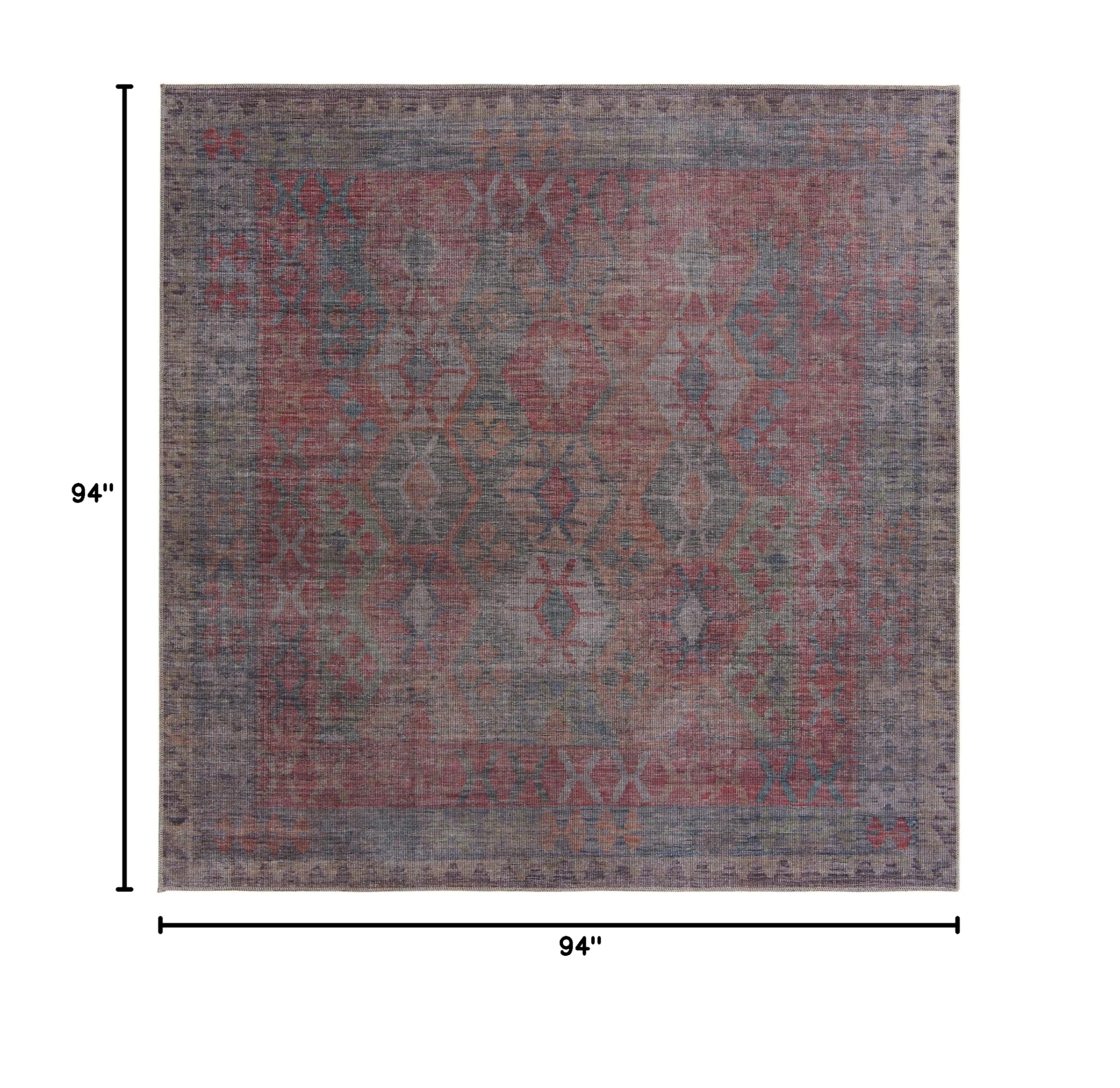 Washable Blue Flatweave Rug 8x8 Ft – Sisu Collection by Rugs.com – Stain-Resistant & Machine Washable – Perfect for Living Room, Kitchen, Entryway, Dorm & High-Traffic Areas