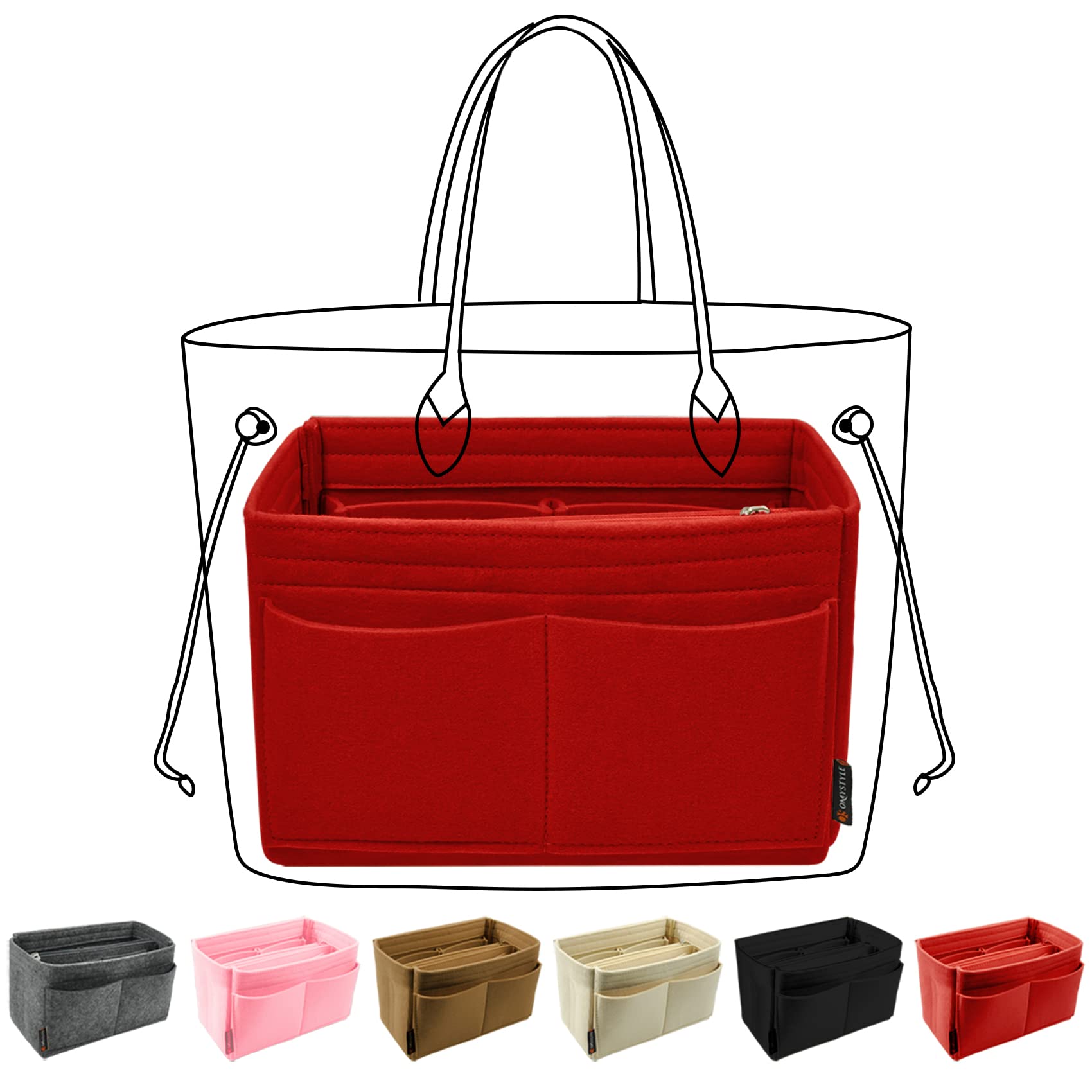 OMYSTYLE Felt Purse Organizer Insert for Handbags & Totes - 5 Sizes, Compatible with Neverfull, Speedy & More Bags - Perfect for Travel, Work & Daily Organization