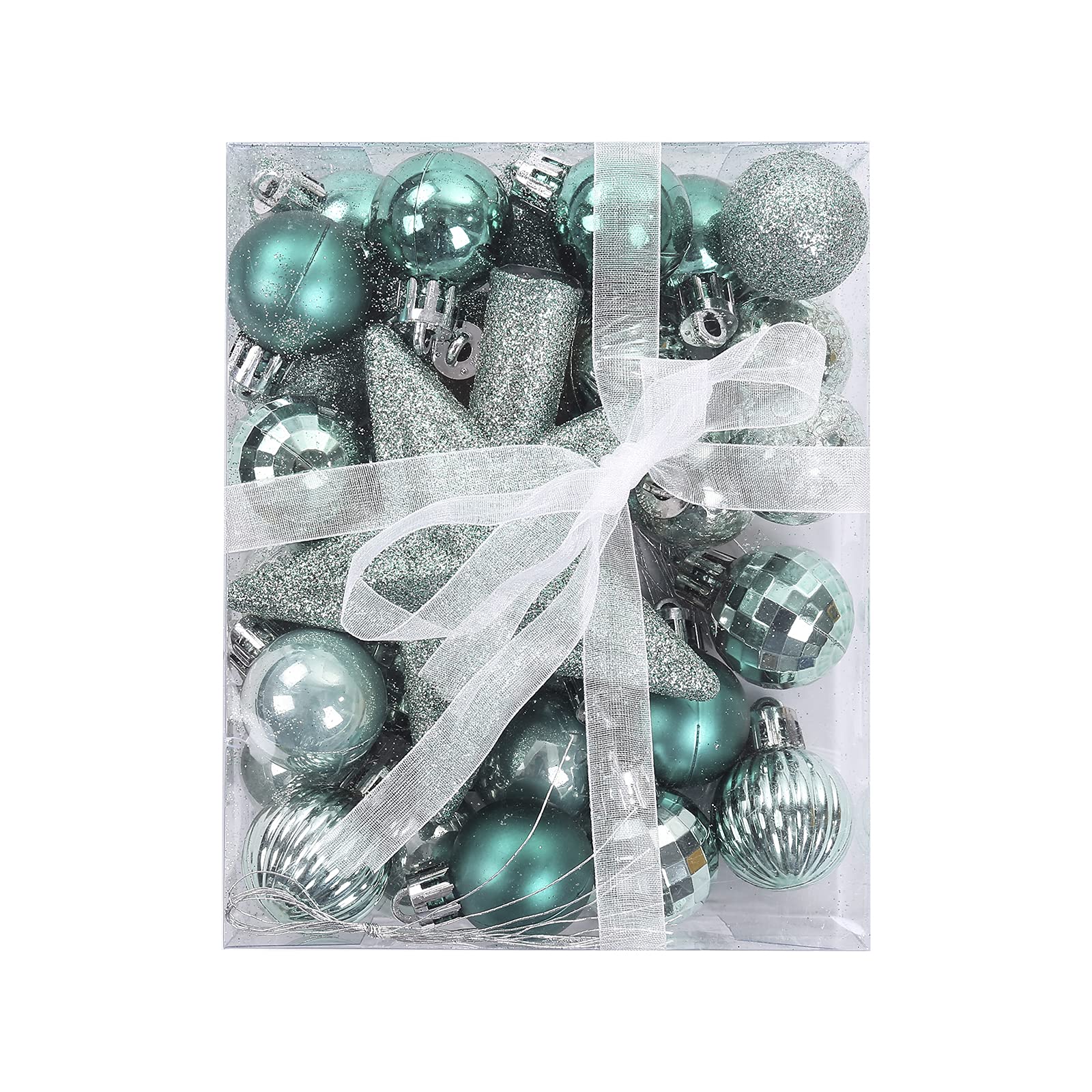 30 PCS Shatterproof Christmas Ornaments 1.18'' (3cm) Mint Green Xmas Tree Decorations - Durable Holiday Ball Decor for Christmas Trees, Weddings, Parties & Home Festive Decorations | Perfect for Indoor/Outdoor Holiday Decorating, Gift Wrapping & Seasonal Celebrations