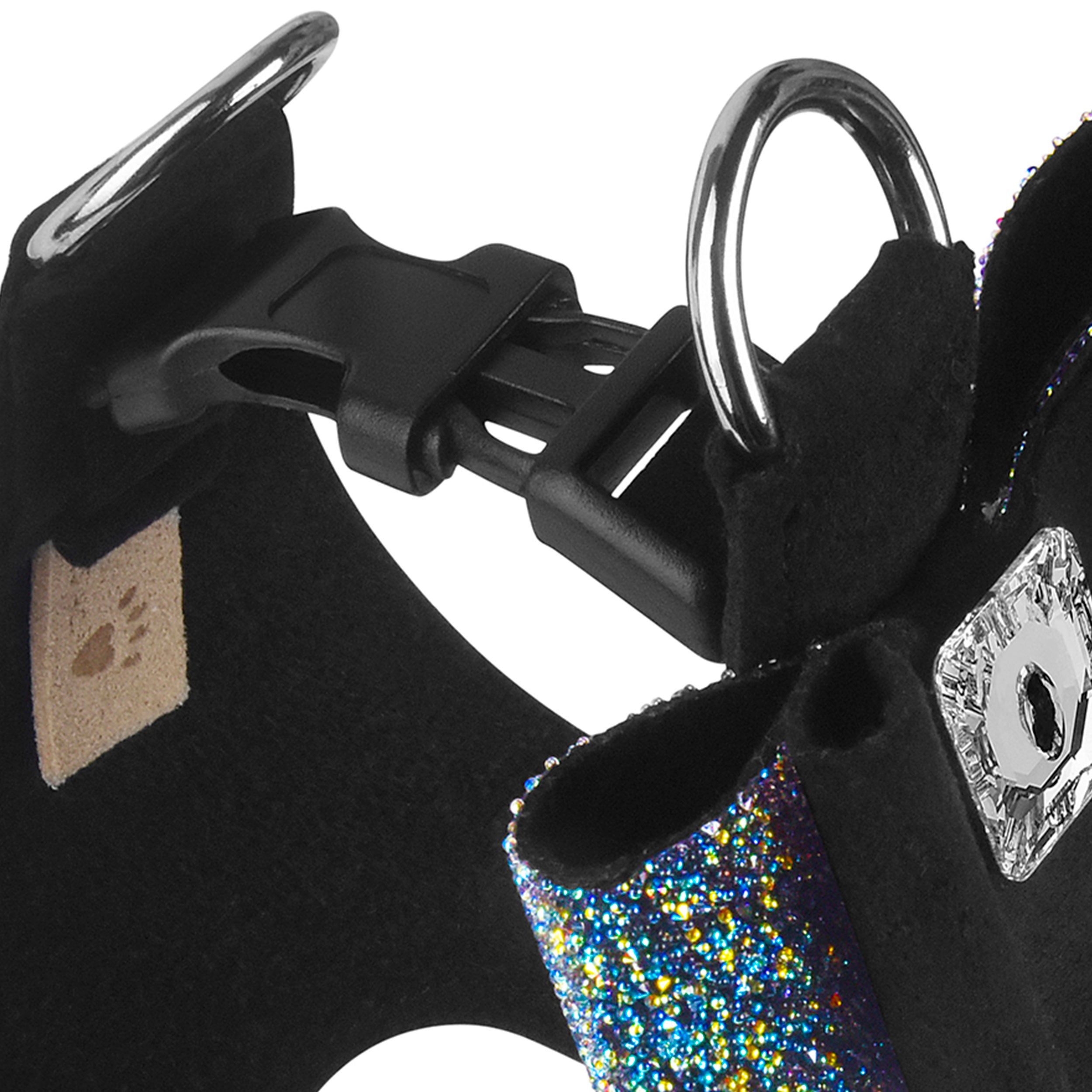 Aurora Borealis Crystal Stellar Big Bow Step In Dog Harness - Adjustable Pet Harness for Small Medium Dogs, Reflective & Comfortable Walking Gear for Night Safety (Perfect for Daily Walks, Training & Outdoor Adventures)