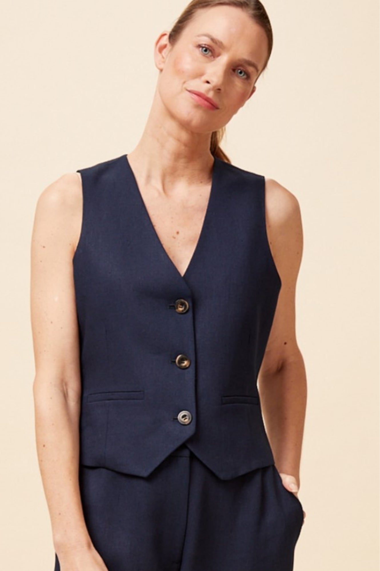 Premium Linen Blend Waistcoat Vest for Men - Comfortable & Stylish Navy Blue Formal Wear - Perfect for Weddings, Business Meetings & Office Outfits