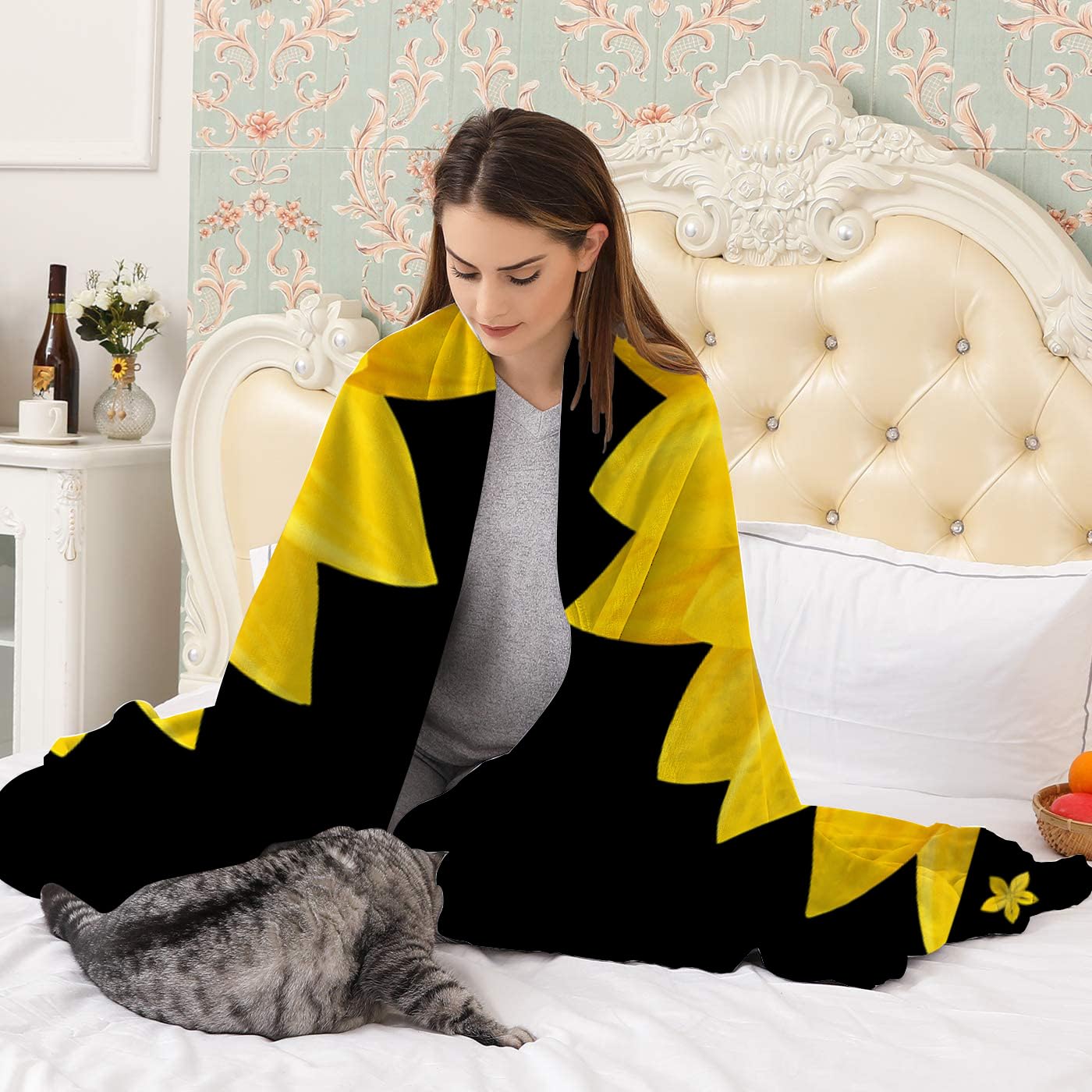 Best Friendship Gifts for Women - Sunflower Butterfly Yellow Blanket (50
