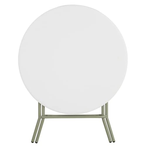 32 Inch Round Granite White Heavy-Duty Plastic Folding Table - PRO&Family Blow Molded Camping & Picnic Table for Outdoor Events, Parties, BBQs, Tailgating and Home Use