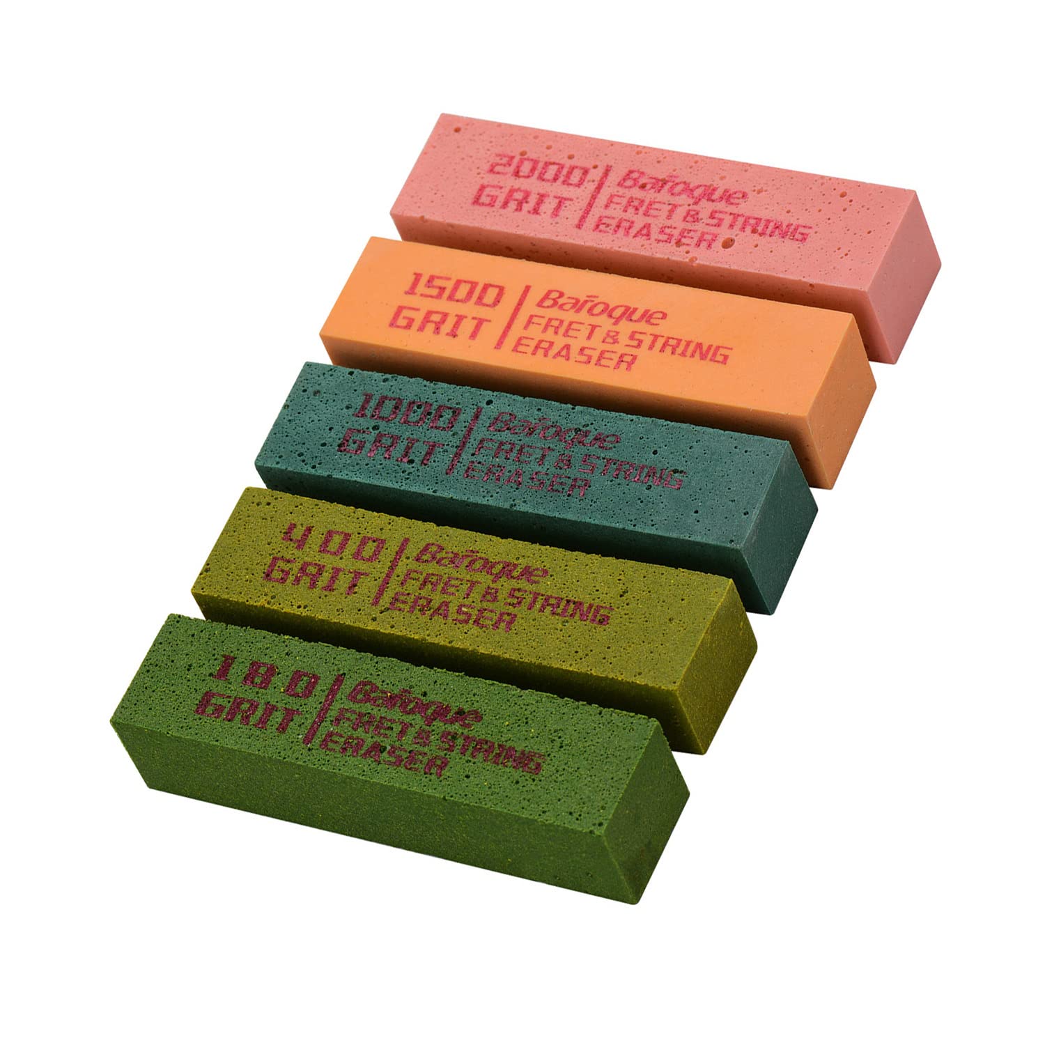 Premium Guitar Fret Polishing Kit - 5-Piece Abrasive Rubber Blocks (180/400/1000/1500/2000 Grit) for Professional Guitar Fretboard & String Maintenance - Perfect for Home Studio, Stage Performance & Guitar Care Routines