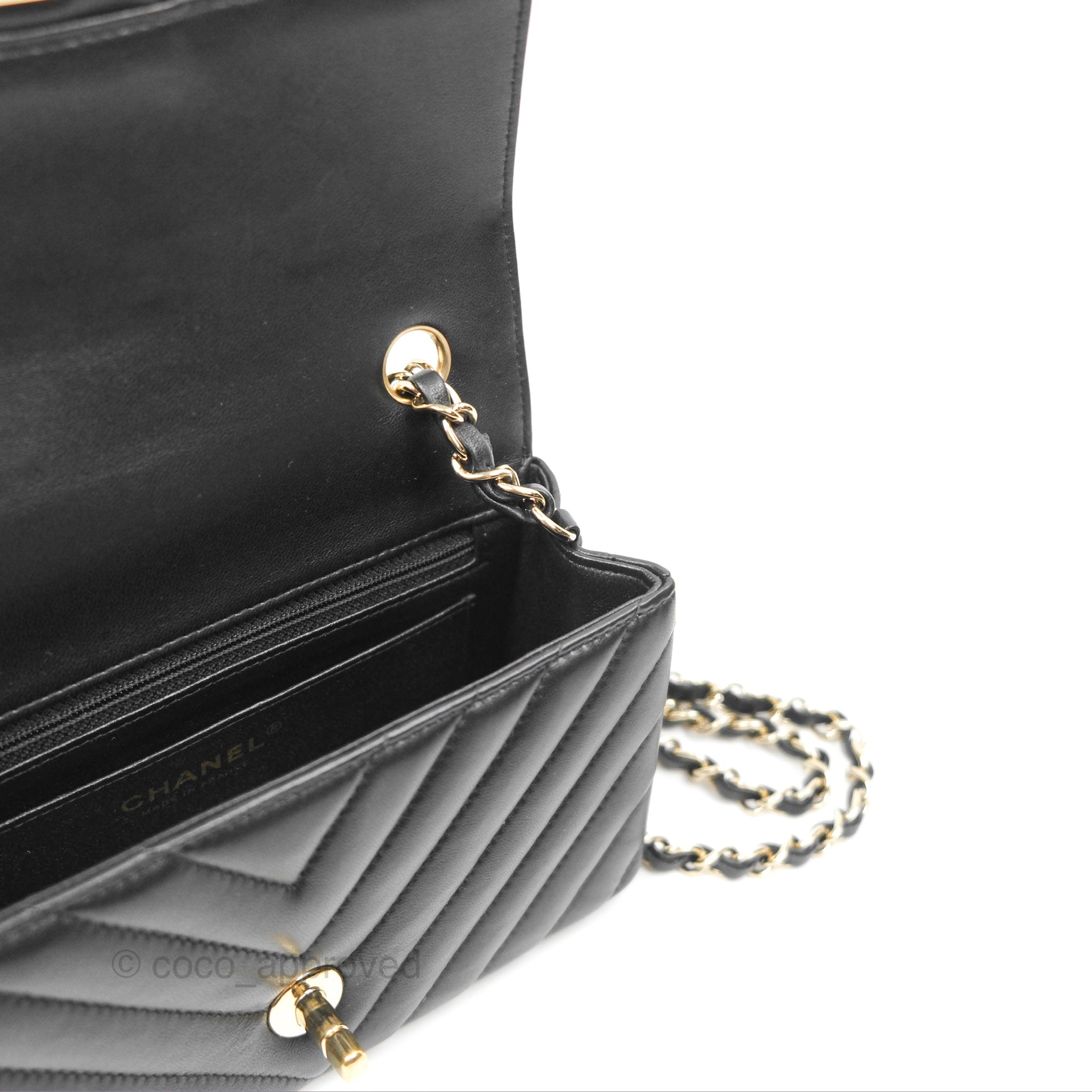 Chanel Chevron Mini Rectangular Flap Bag in Black Lambskin Leather with Gold Hardware - Luxury Crossbody Purse for Women, Perfect for Evening Events & Date Nights