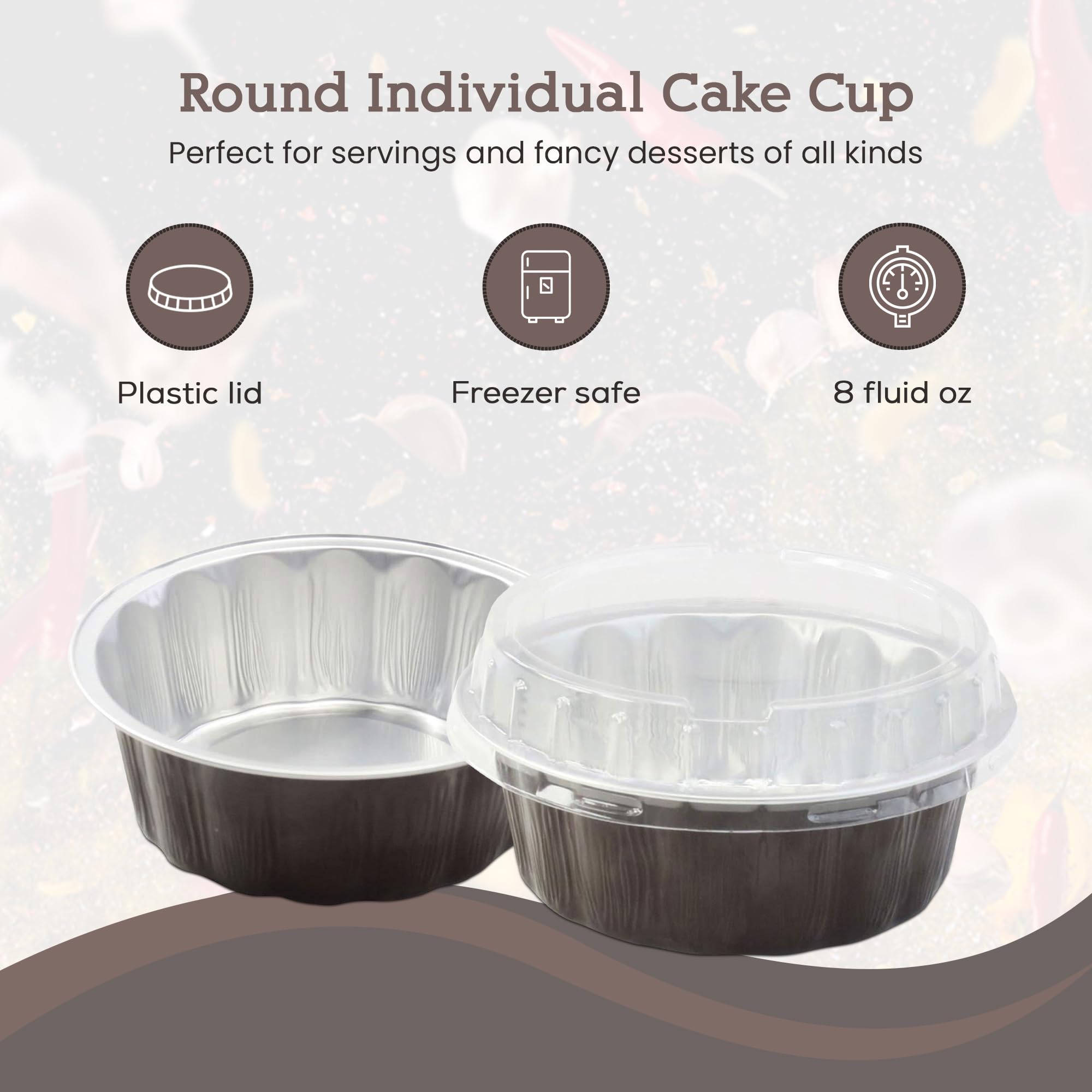 8 oz Disposable Round Aluminum Foil Pans with Snap-on Lids - Mini Cake Pans for Baking, Cooking & Food Storage - Vibrant Colors & Sturdy Scalloped Design - Perfect for Cupcakes, Desserts, Meal Prep & Party Serving (Set of 12)