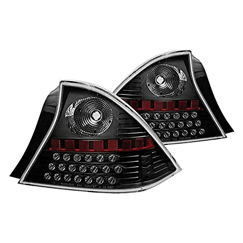 ROXX LED Tail Lights for 2001-2003 Honda Civic Coupe 2 Door - Black Housing Clear Lens - Brake Lights, Turn Signals & Reverse Lights - Left & Right Pair - Perfect for Night Driving & Car Customization