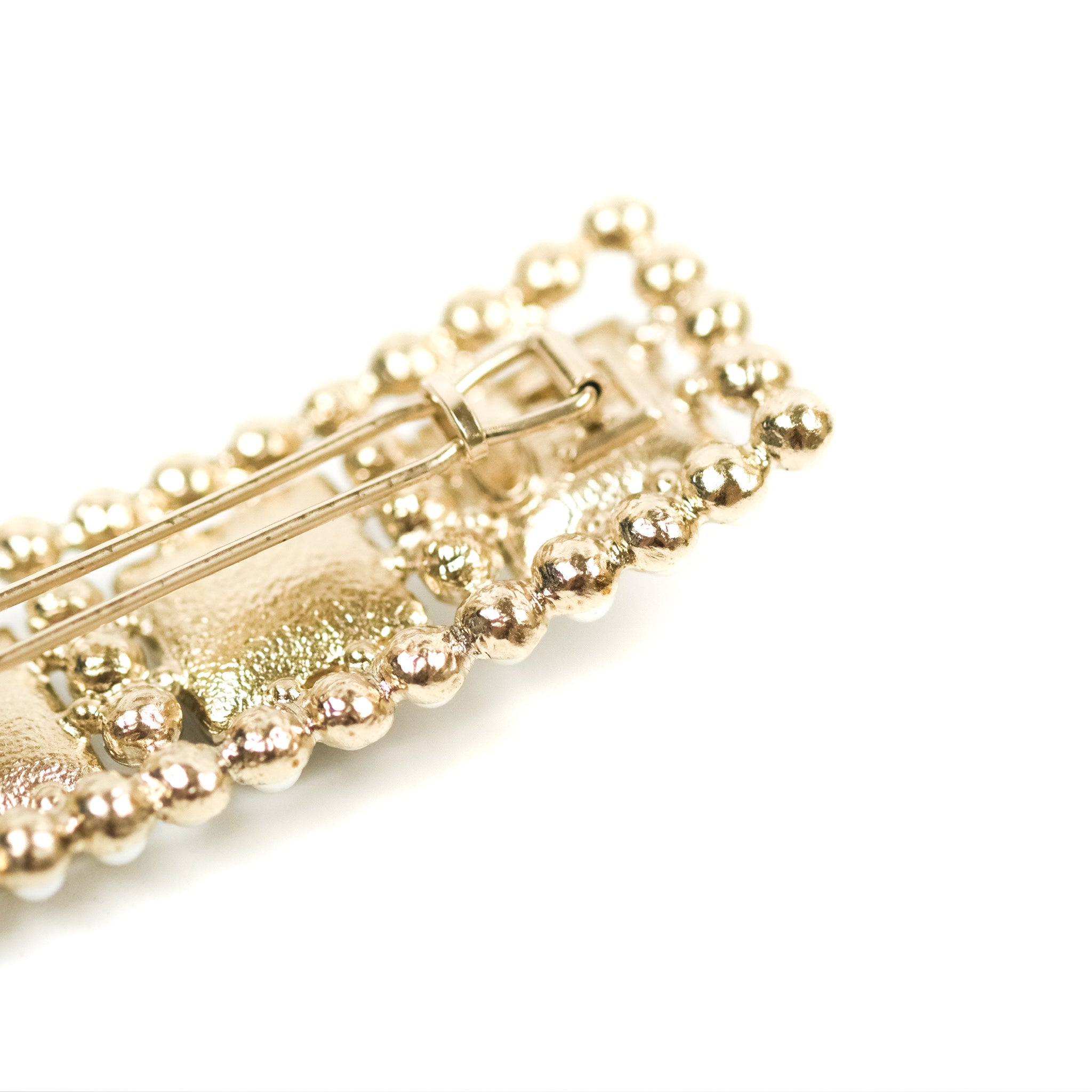 Chanel CC Pearl Grey Square Resin Hair Clip with Gold Tone 21V - Elegant Hair Accessory for Women, Perfect for Weddings, Parties & Everyday Style
