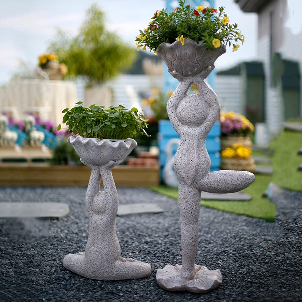 Yoga Frog Planter Pot - Resin Animal Figurine with Drainage Hole, Zen Garden Decor for Indoor & Outdoor Use, Perfect for Home, Patio, Lawn - Ideal for Succulents, Small Plants & Meditation Spaces