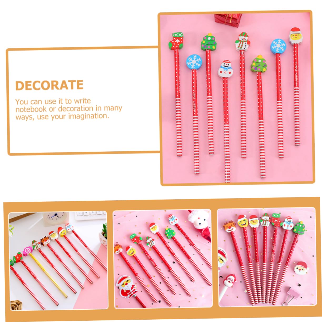 NUOBESTY Christmas Themed Wooden Pencils - 12 Pack Colorful Holiday Pencils for Kids, Fun School Supplies & Classroom Gifts for Boys and Girls - Perfect for Christmas Stocking Stuffers, Classroom Rewards & Holiday Party Favors