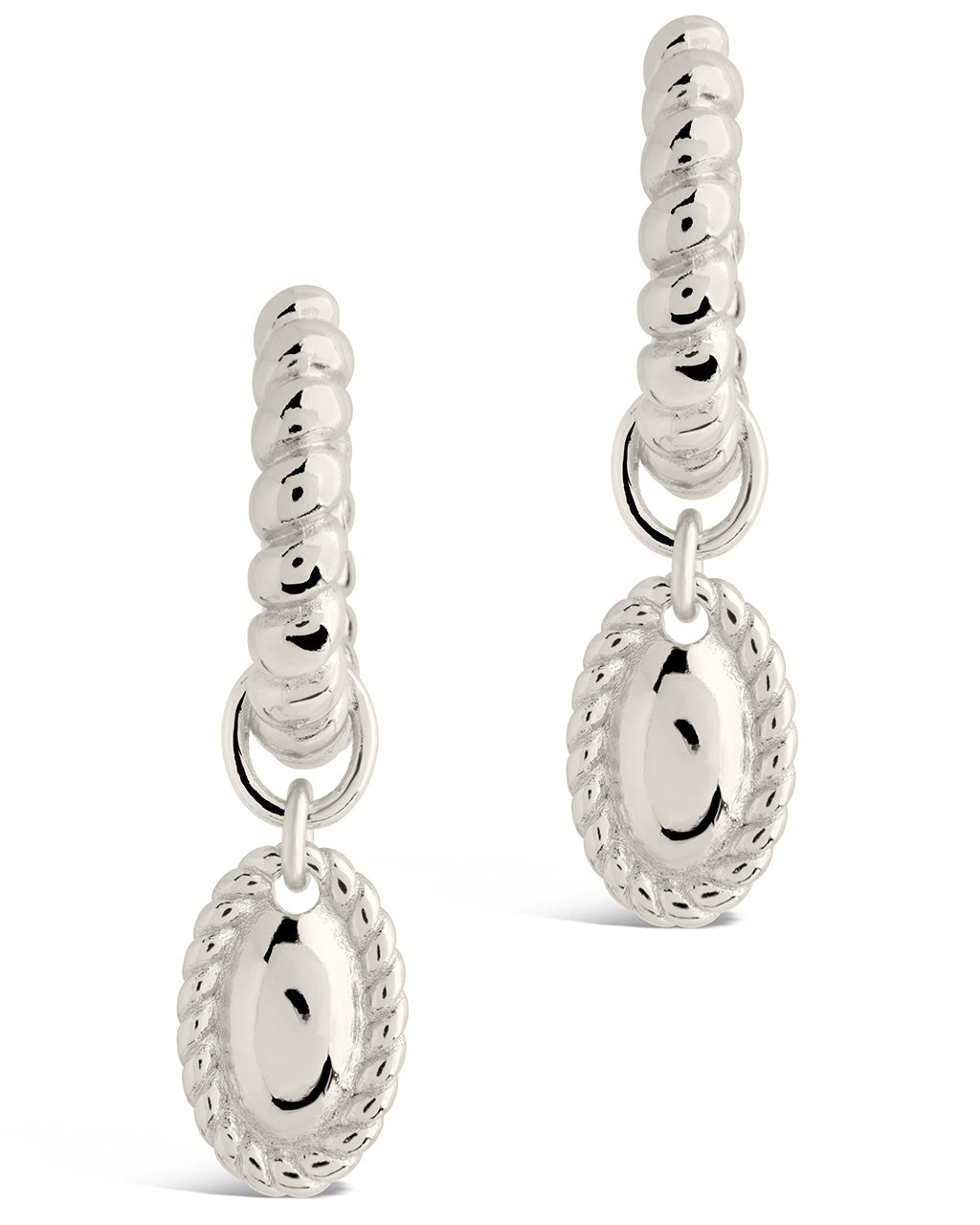 Hartley Textured Drop Charm Hoop Earrings for Women - Elegant Dangle Earrings for Party, Wedding & Everyday Wear