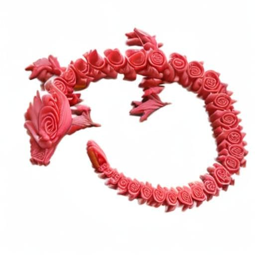 3D Printed Rose Dragon Articulated Toy - Rotatable & Poseable Joints for Stress Relief - Anxiety Relief Dragon Action Figure for Kids & Adults (21.7in Red) - Perfect for Desk Decor, Gift Giving & Collectible Display