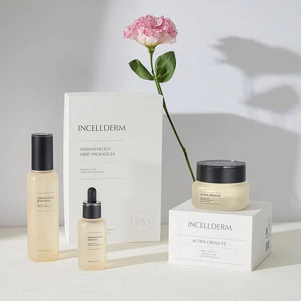 Incellderm Dermatology First Package - Anti-Aging Booster, Serum & Cream Set (16oz) for Dry, Sensitive Skin | Daily Skincare Routine & Night Repair Treatment