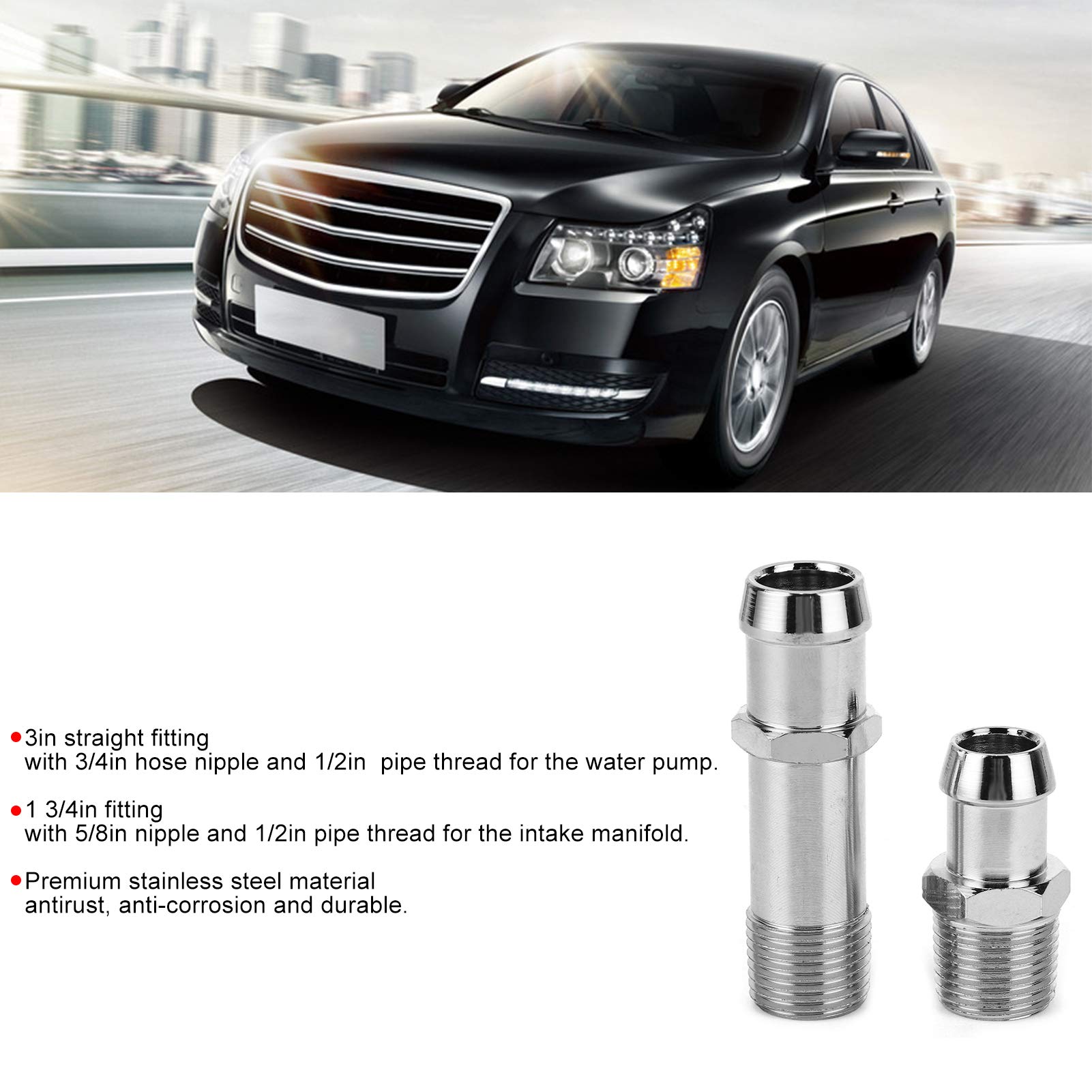 Universal Heater Hose Fitting - 2PCS Straight Connector for 3/4