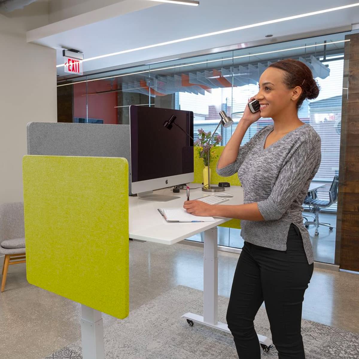 Refocus Clamp-On Acoustic Desk Divider Privacy Panel - 23.6
