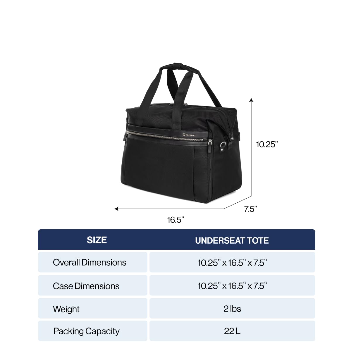 Travelpro Platinum Elite Carry-On Underseat Tote Bag - Lightweight Soft-Sided Luggage for Air Travel, Business Trips & Weekend Getaways | Fits Under Airplane Seat | Durable & Spacious Design