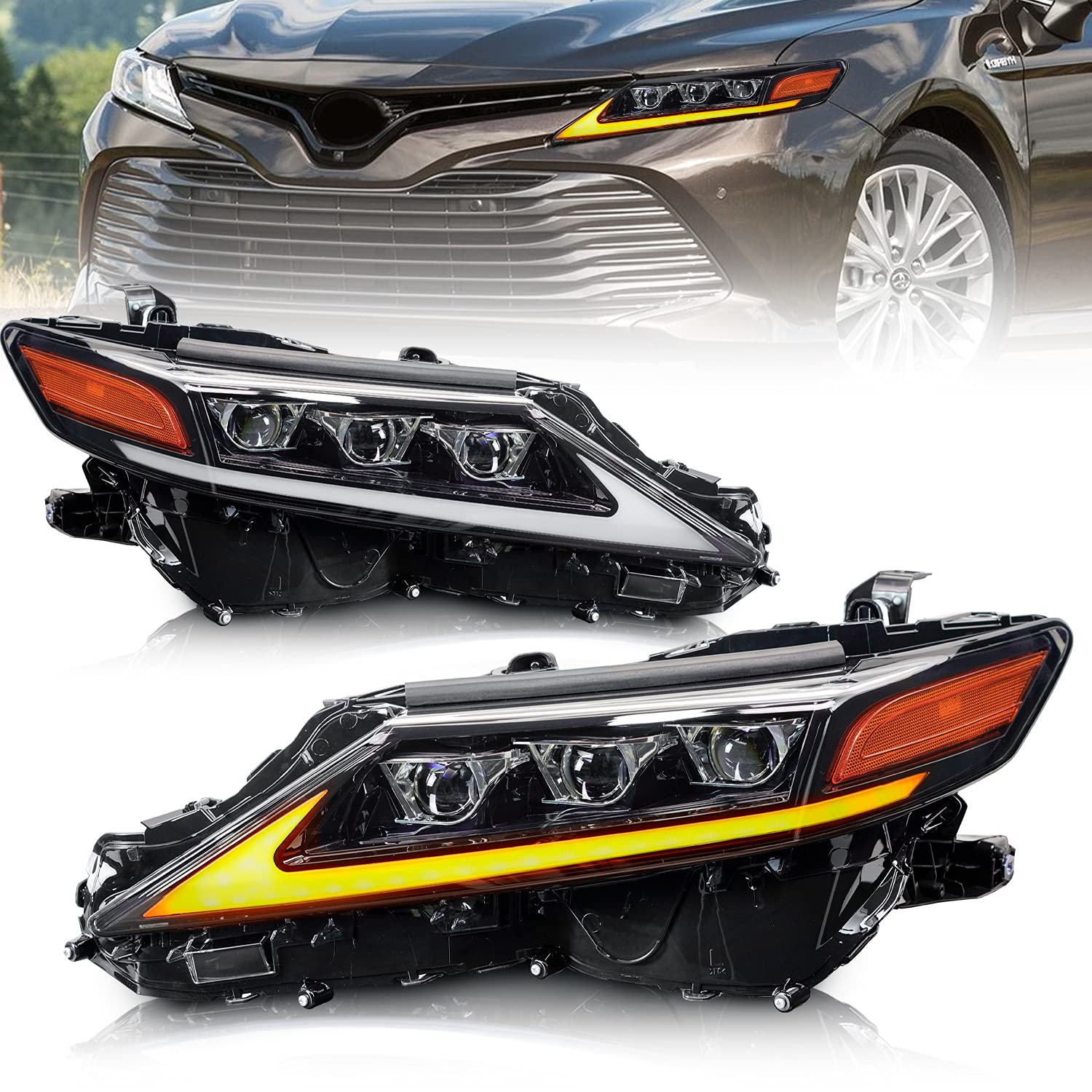 2018-2021 Toyota Camry LED Headlights - 6-Beam Projector for XV70 Models | Driving & Night Use