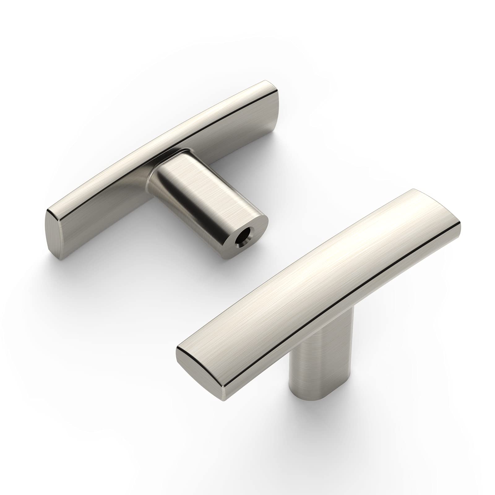 Amerdeco 30 Pack Brushed Satin Nickel Cabinet Knobs - 2 Inch Solid Zinc Alloy Single Hole Drawer Pulls - T Bar Hardware for Kitchen Cabinets, Cupboards & Furniture (ZH0003BSNK) - Perfect for Home Renovation & DIY Projects