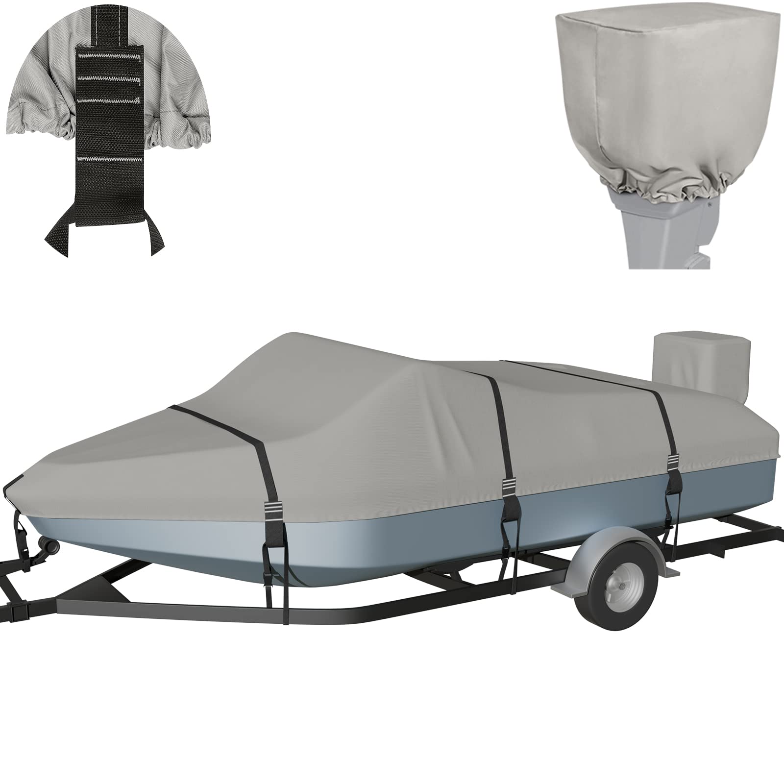 **Nukugula Ture 900D Heavy Duty Waterproof Boat Cover 14-16ft – 100% Solution-Dyed, Trailerable Bass Boat Cover for V-Hull, Tri-Hull & Runabout Fishing Boats – Includes Motor Cover – Perfect for Outdoor Storage & Travel Protection**