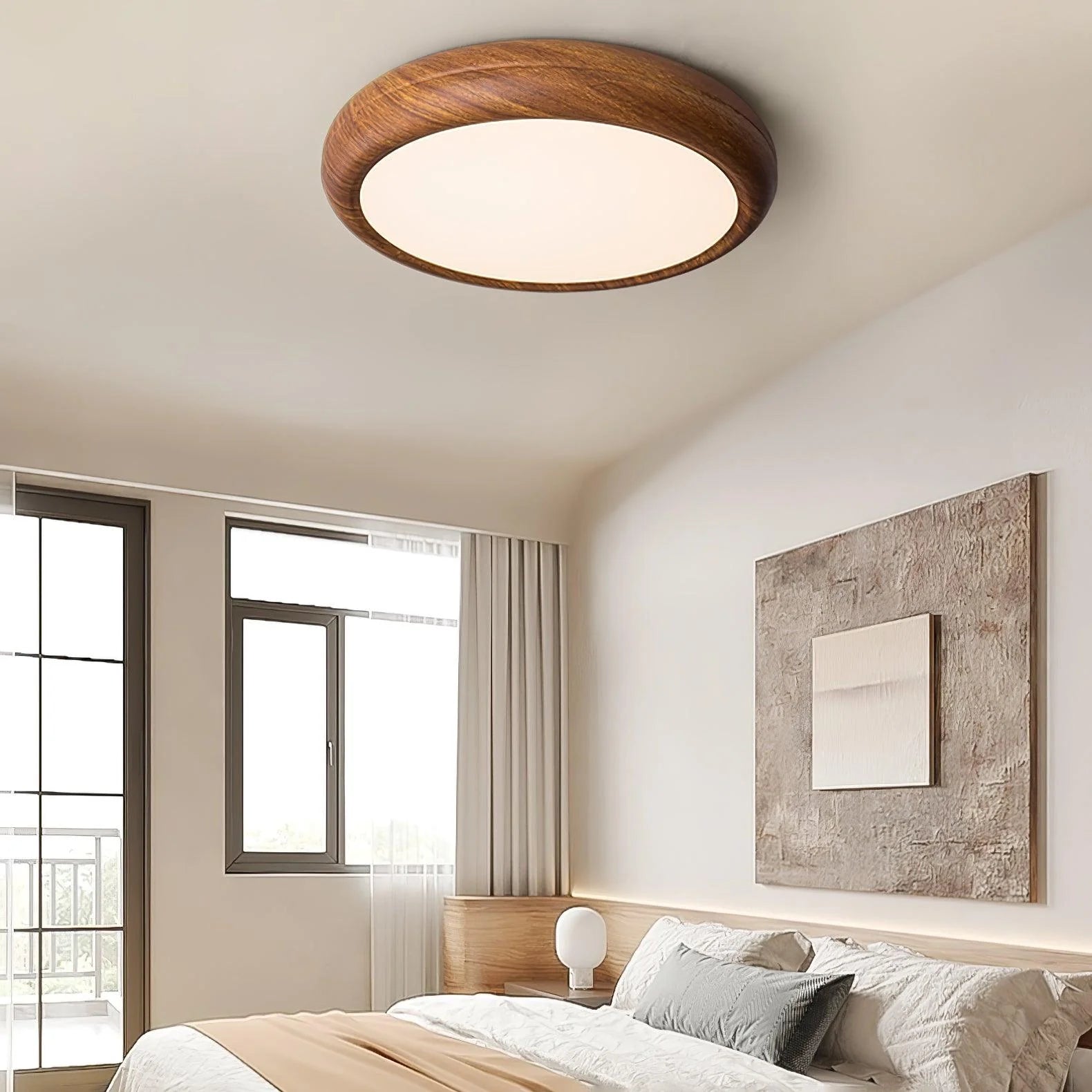 Wood Grain Round Ceiling Lamp - Modern Farmhouse Pendant Light with Natural Wood Finish - Perfect for Living Room, Bedroom, or Dining Room Lighting