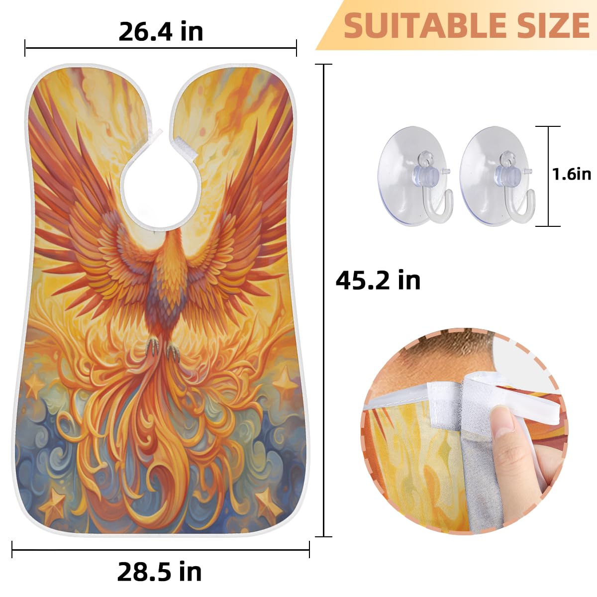 Phoenix Star Space Print Beard Shaving Bib for Men - Waterproof Hair Dye Apron & Barber Cape for Haircut, Beard Trimming & Makeup - Sink Hair Catcher & Styling Tool for Home Salon & Professional Use
