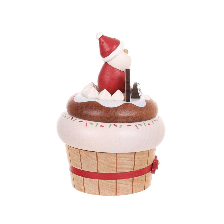 WOODERFUL LIFE Music Go Round Christmas Santa Cupcake - Handmade Wooden Musical Ornament for Holiday Tree Decor & Gift Giving